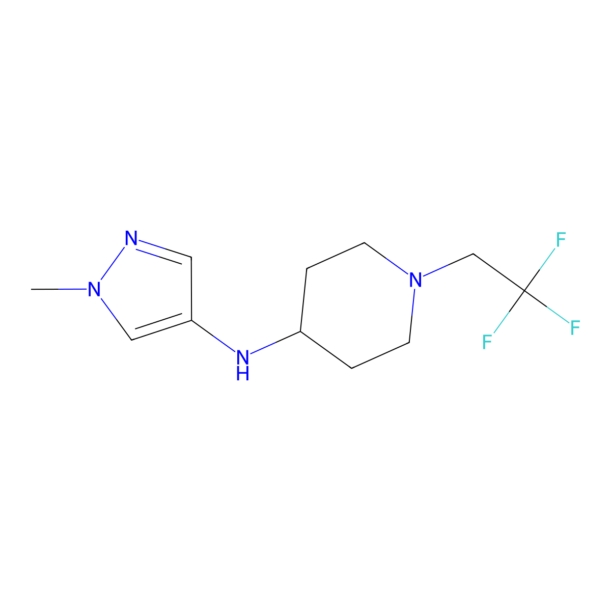 N-(1-methylpyrazol-4-yl)-1-(2,2,2-trifluoroethyl)piperidin-4-amine molecular structure, CAS 1157970-33-6