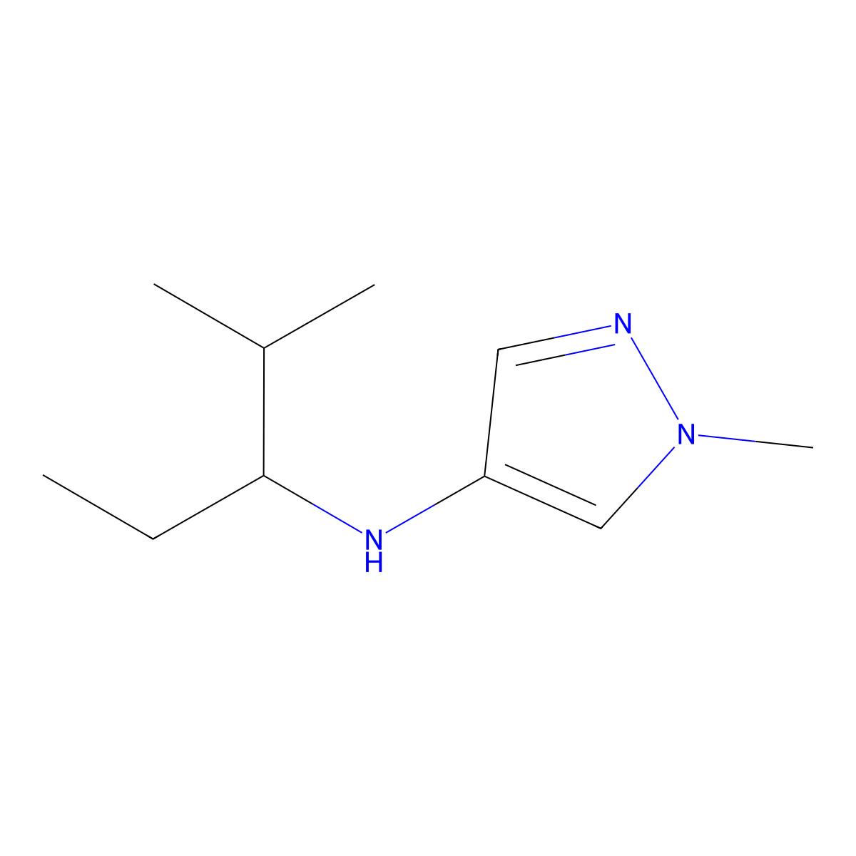 1-methyl-N-(2-methylpentan-3-yl)-1H-pyrazol-4-amine molecular structure, CAS 1157979-01-5