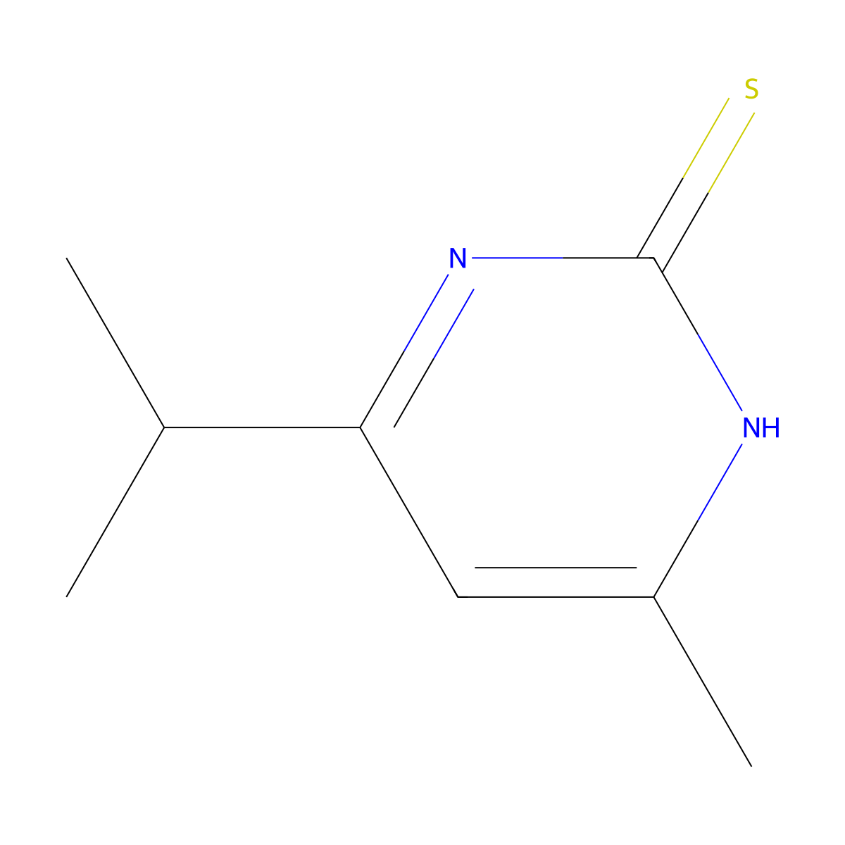 6-Methyl-4-(propan-2-yl)-1,2-dihydropyrimidine-2-thione molecular structure, CAS 115798-88-4
