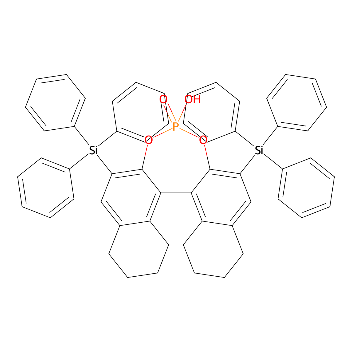 (11bR)-4-Hydroxy-2,6-bis(triphenylsilyl)-8,9,10,11,12,13,14,15-octahydrodinaphtho[2,1-d:1',2'-f][1,3,2]dioxaphosphepine 4-oxide molecular structure, CAS 1157989-25-7