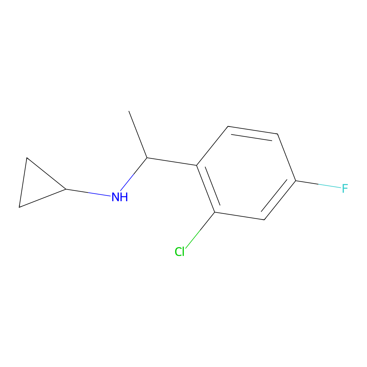 N-[1-(2-chloro-4-fluorophenyl)ethyl]cyclopropanamine molecular structure, CAS 1157992-96-5