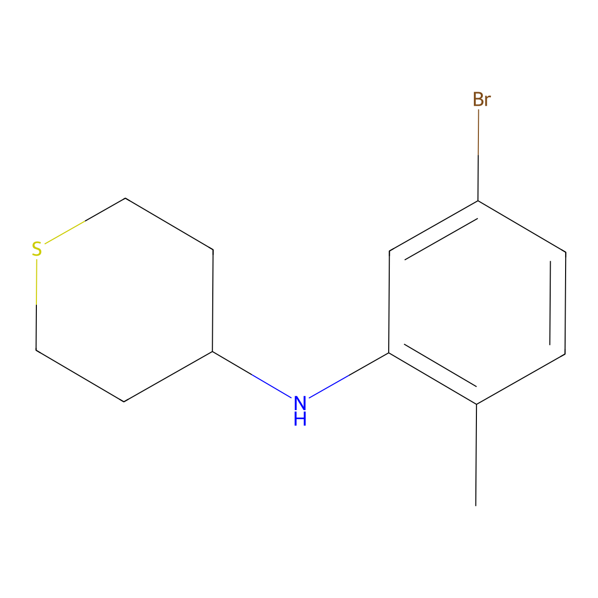 N-(5-bromo-2-methylphenyl)thian-4-amine molecular structure, CAS 1157998-73-6