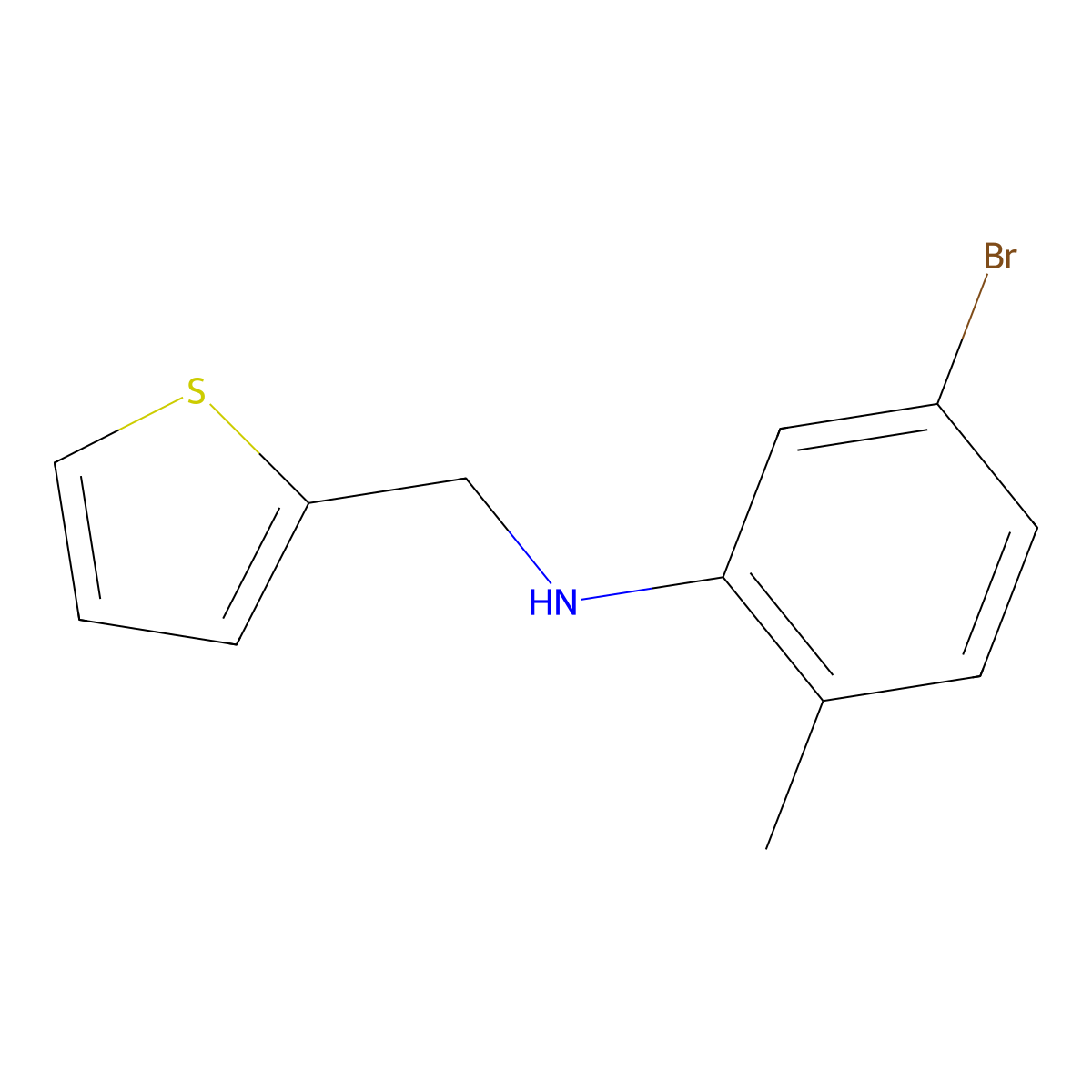 5-bromo-2-methyl-N-(thiophen-2-ylmethyl)aniline molecular structure, CAS 1158003-02-1