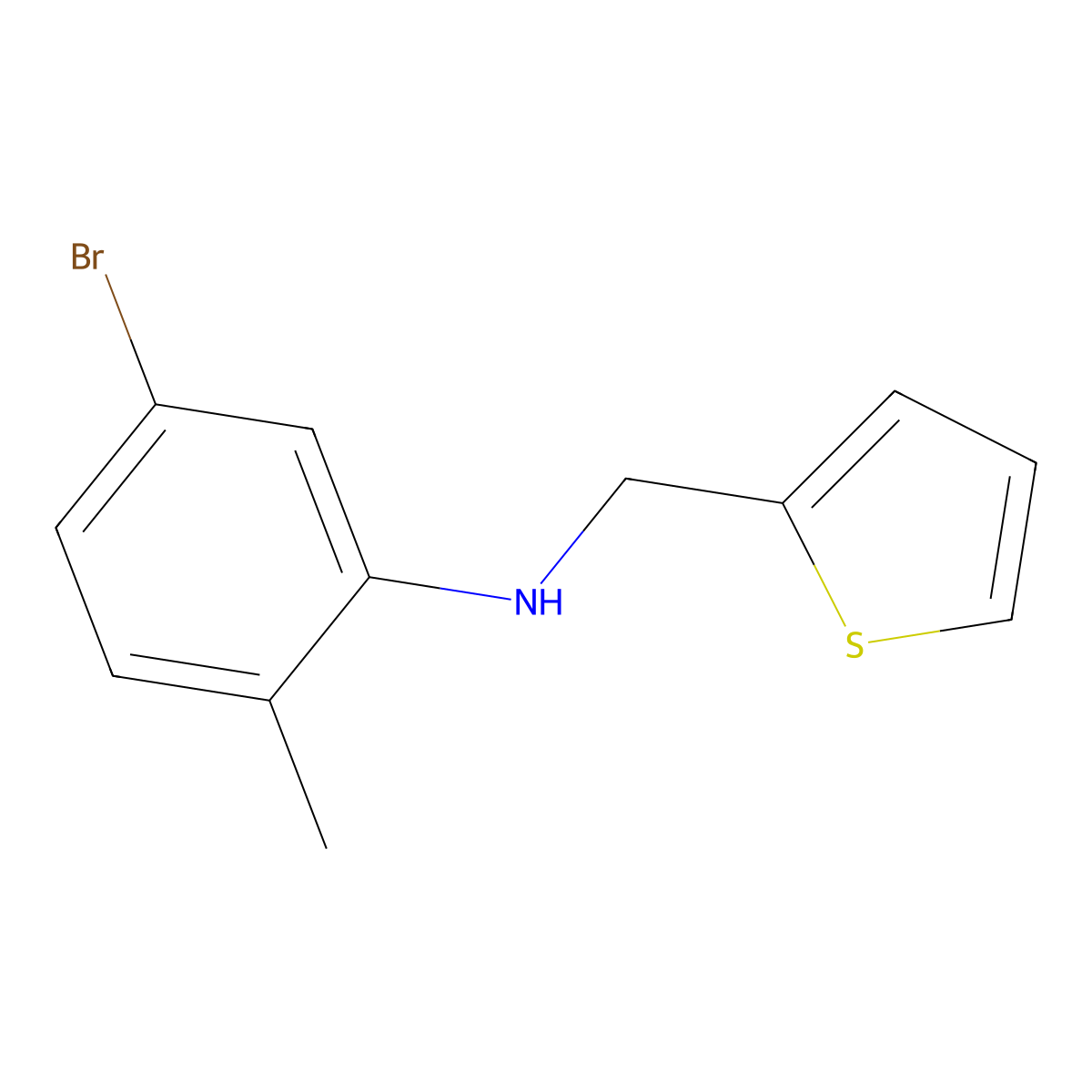 5-bromo-2-methyl-N-(thiophen-2-ylmethyl)aniline molecular structure, CAS 1158003-02-1