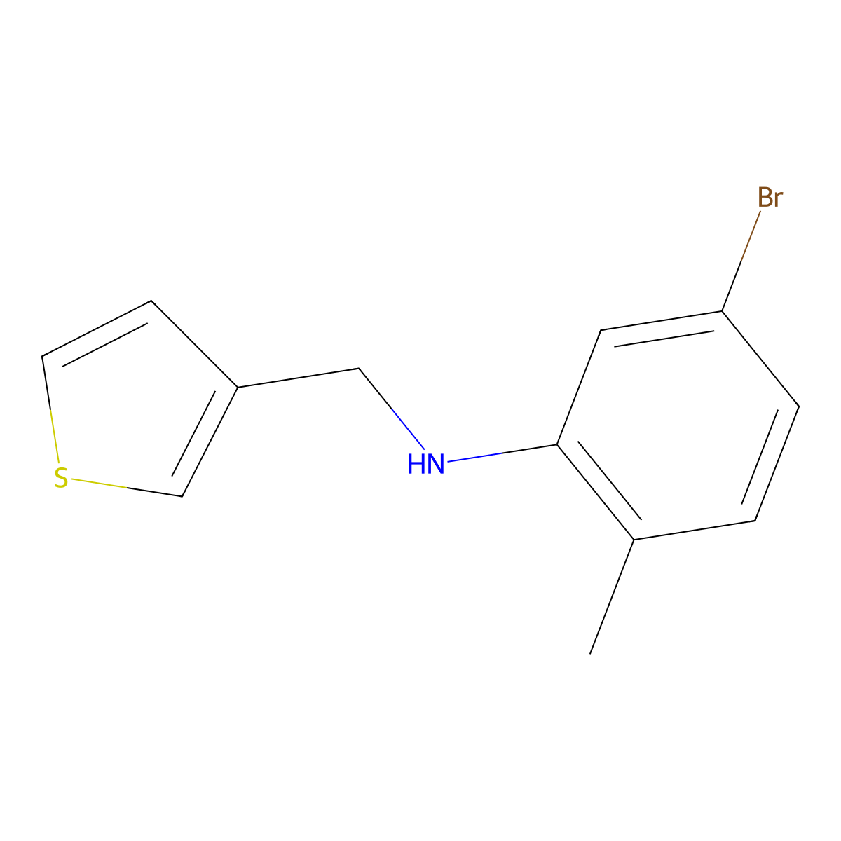 5-bromo-2-methyl-N-(thiophen-3-ylmethyl)aniline molecular structure, CAS 1158003-29-2