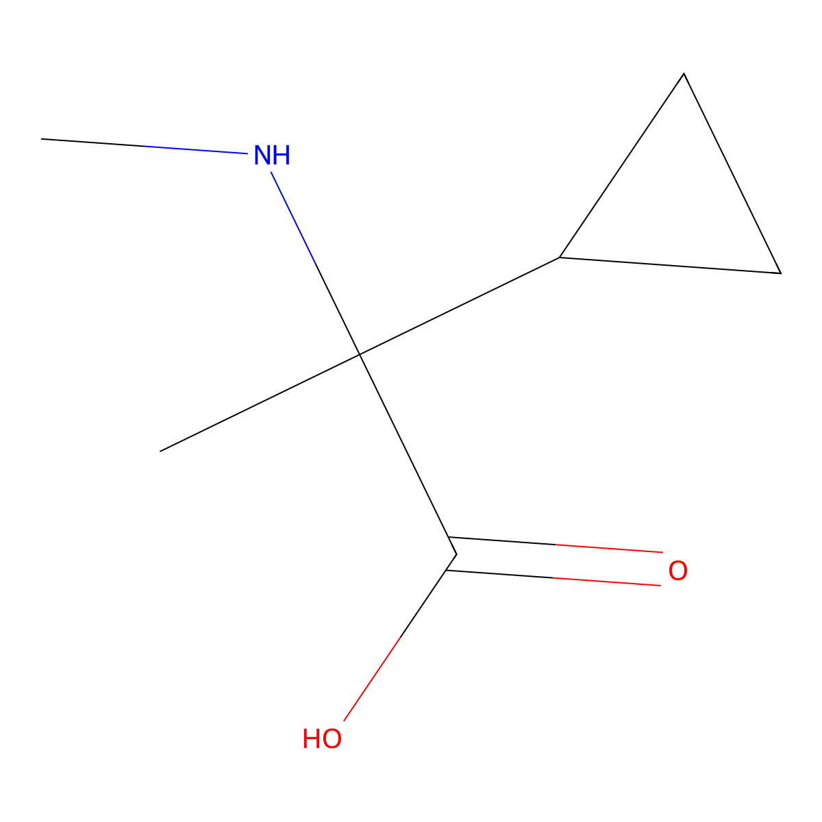2-Cyclopropyl-2-(methylamino)propanoic acid molecular structure, CAS 1158020-94-0