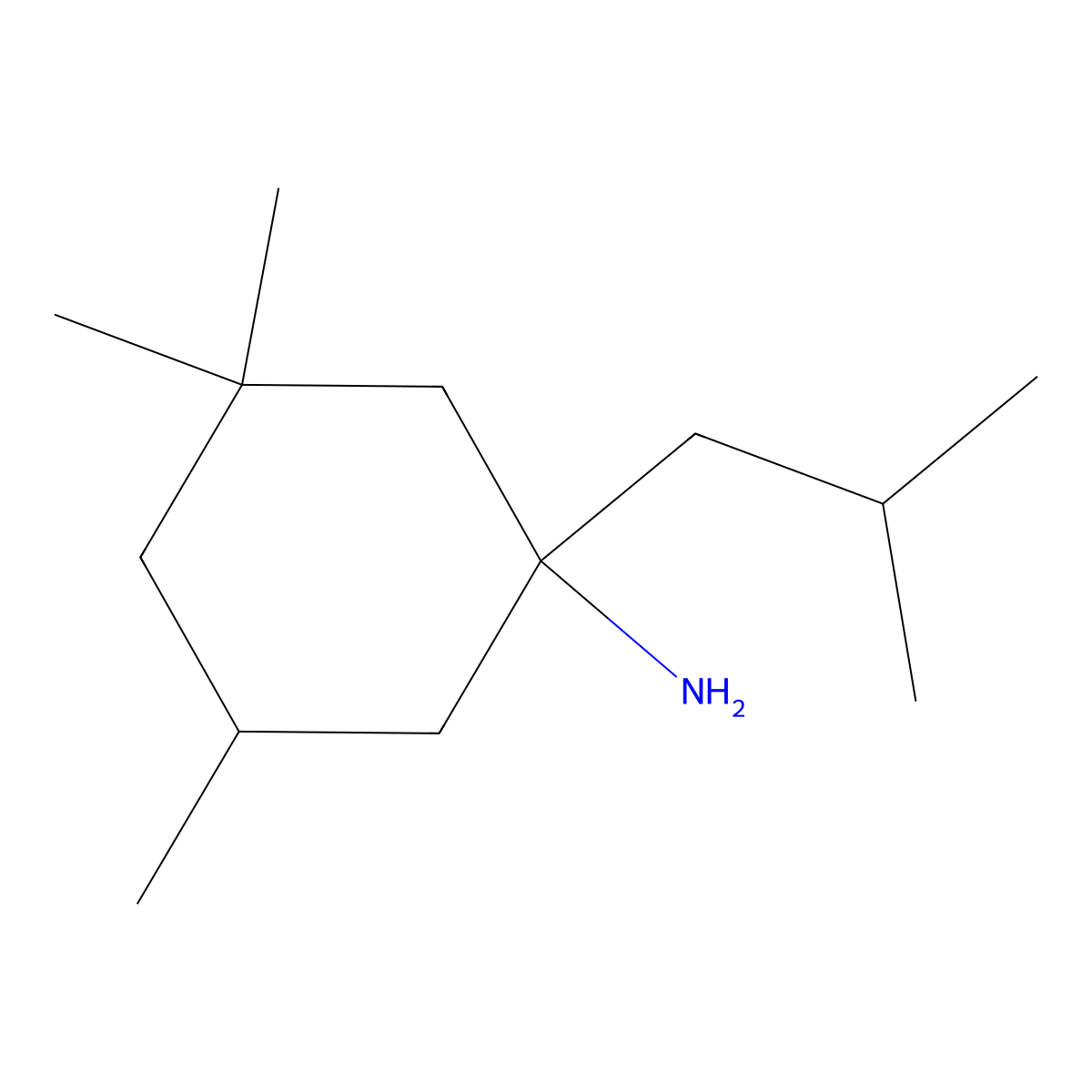 3,3,5-Trimethyl-1-(2-methylpropyl)cyclohexan-1-amine molecular structure, CAS 1158044-38-2