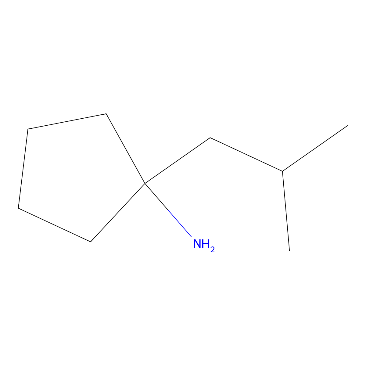 1-(2-Methylpropyl)cyclopentan-1-amine molecular structure, CAS 1158045-47-6
