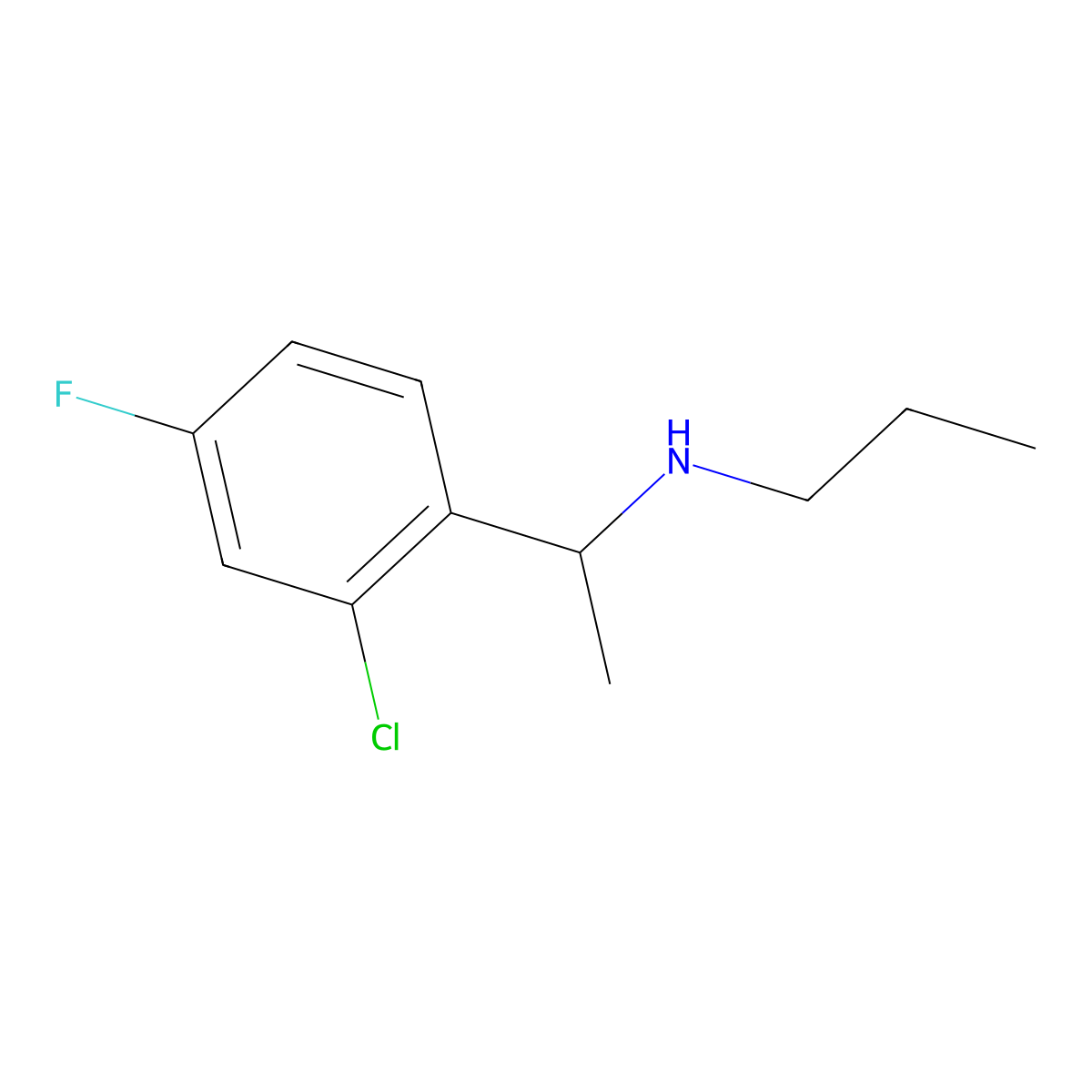 [1-(2-Chloro-4-fluorophenyl)ethyl](propyl)amine molecular structure, CAS 1158045-52-3