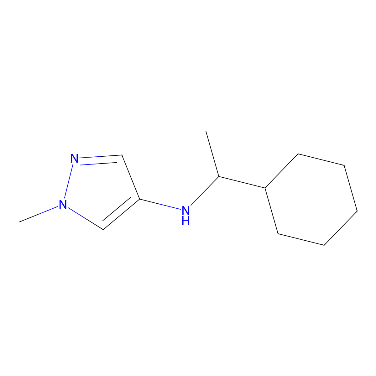 N-(1-Cyclohexylethyl)-1-methyl-1H-pyrazol-4-amine molecular structure, CAS 1158047-93-8