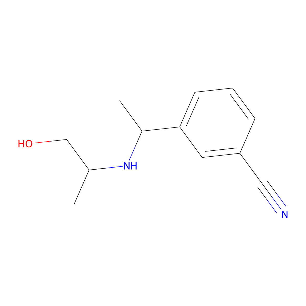 3-{1-[(1-Hydroxypropan-2-yl)amino]ethyl}benzonitrile molecular structure, CAS 1158048-01-1