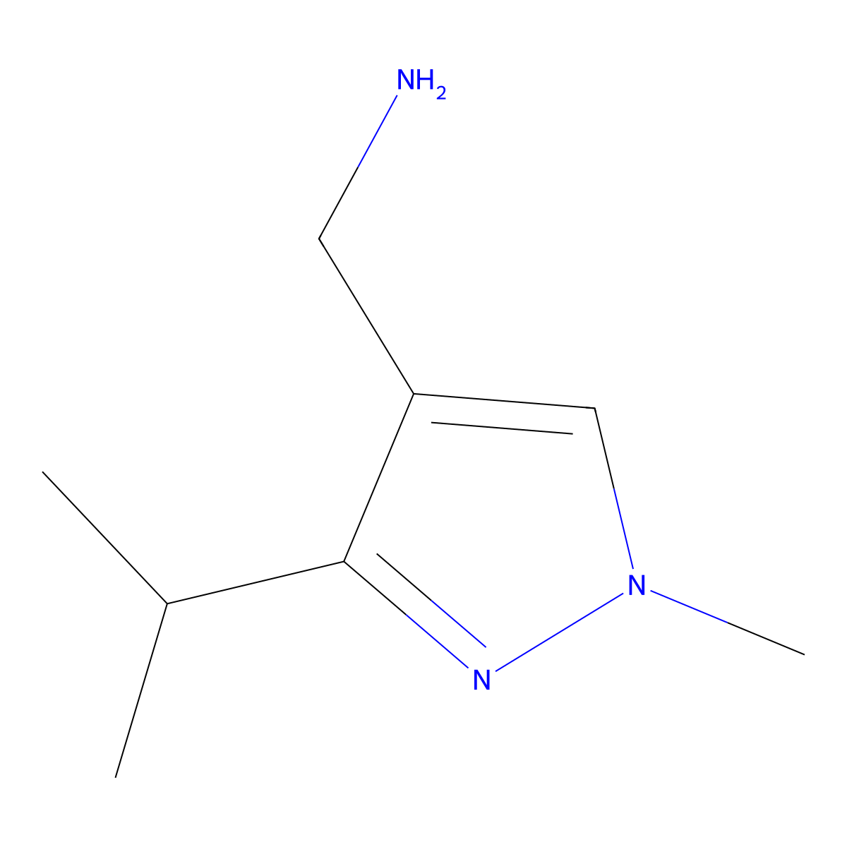 [1-methyl-3-(propan-2-yl)-1H-pyrazol-4-yl]methanamine molecular structure, CAS 1158049-15-0