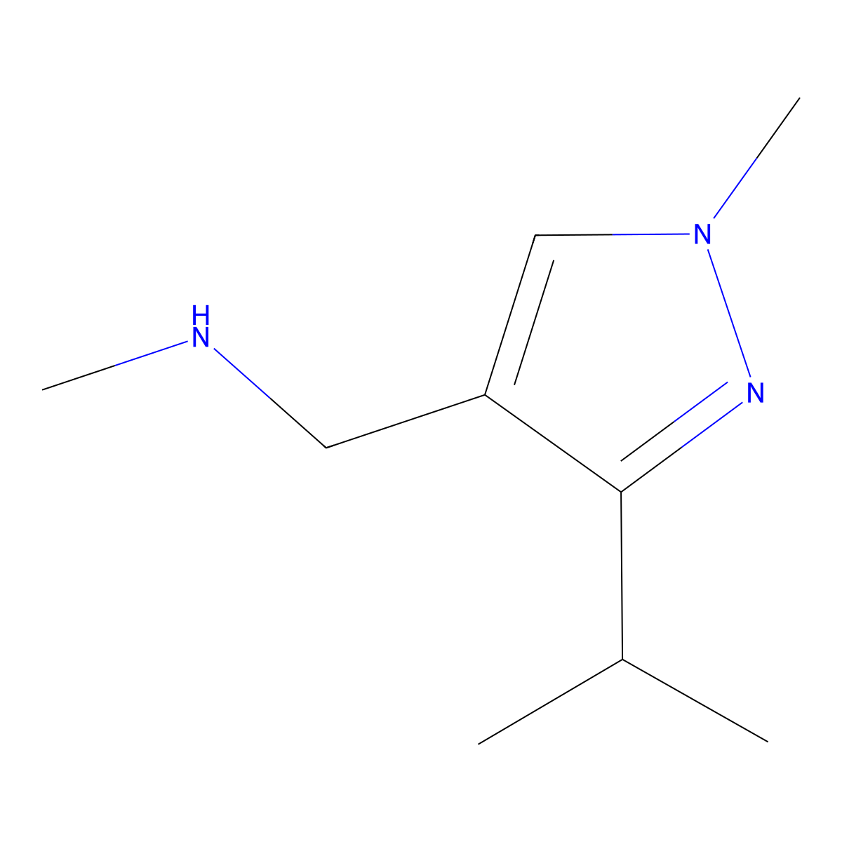 methyl({[1-methyl-3-(propan-2-yl)-1H-pyrazol-4-yl]methyl})amine molecular structure, CAS 1158052-79-9