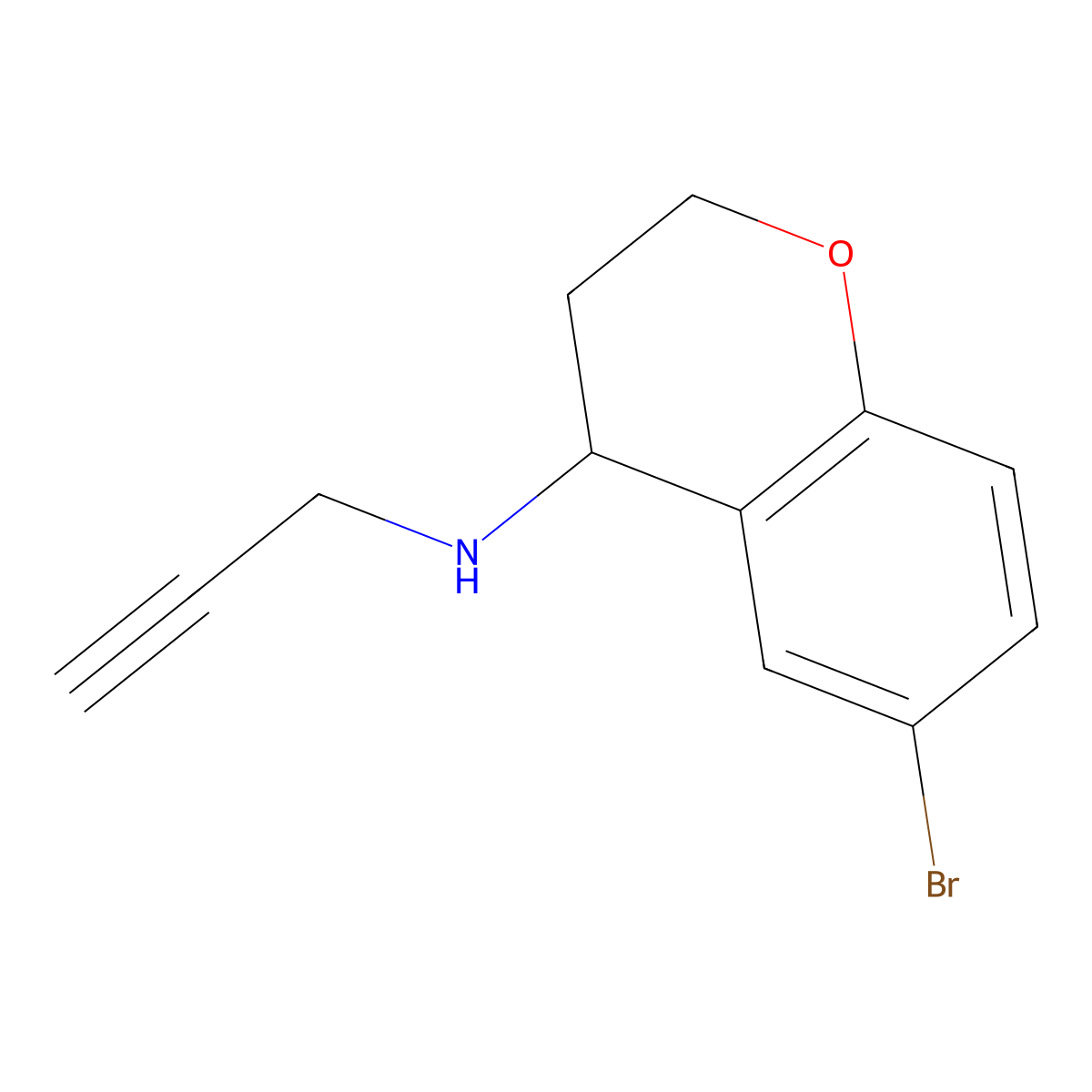 6-bromo-N-(prop-2-yn-1-yl)-3,4-dihydro-2H-1-benzopyran-4-amine molecular structure, CAS 1158063-61-6
