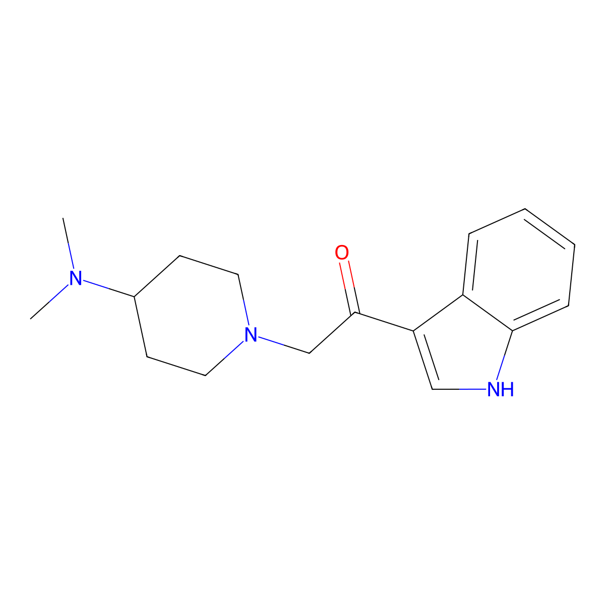 2-[4-(dimethylamino)piperidin-1-yl]-1-(1H-indol-3-yl)ethan-1-one molecular structure, CAS 1158067-18-5