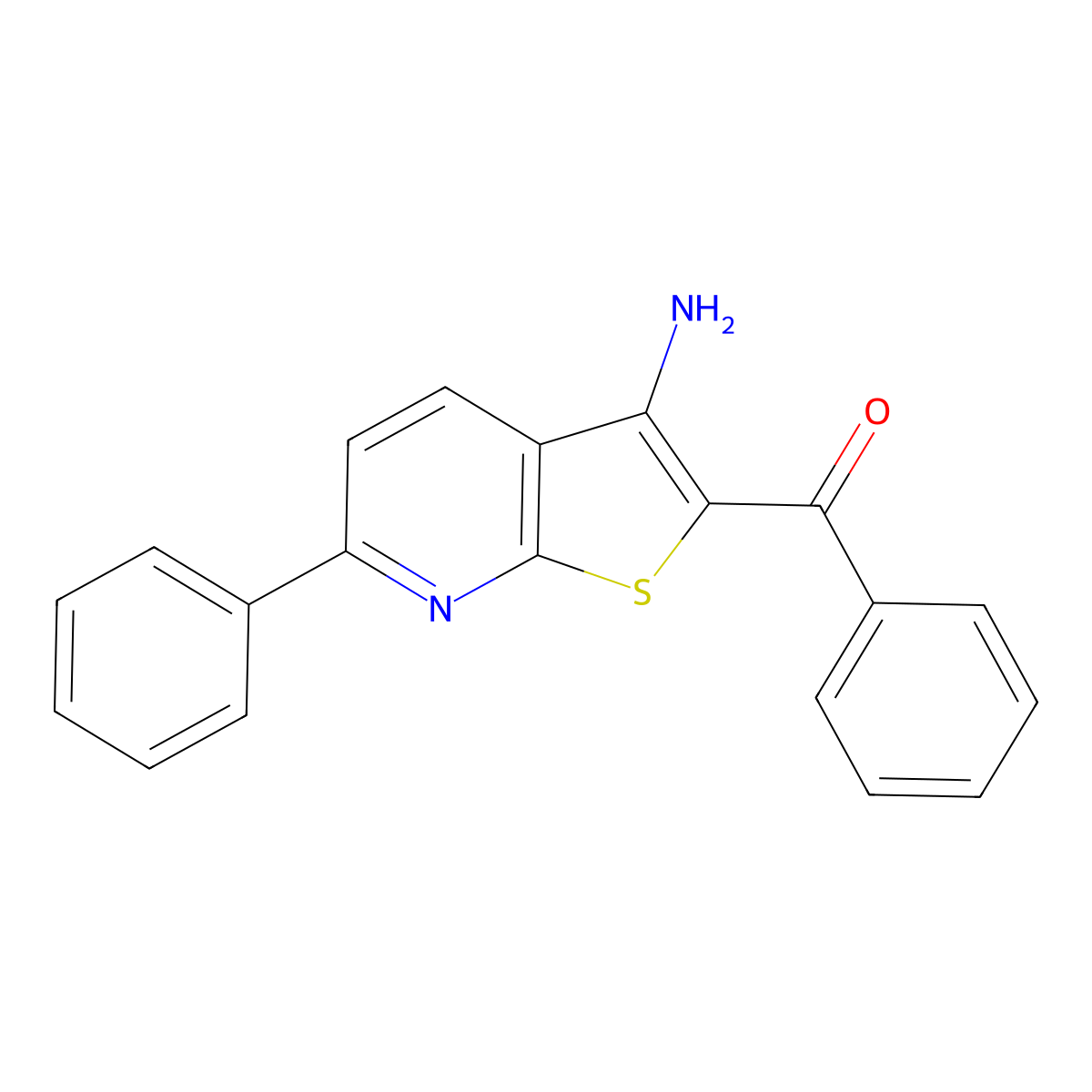 (3-Amino-6-phenylthieno[2,3-b]pyridin-2-yl)(phenyl)methanone molecular structure, CAS 115809-16-0