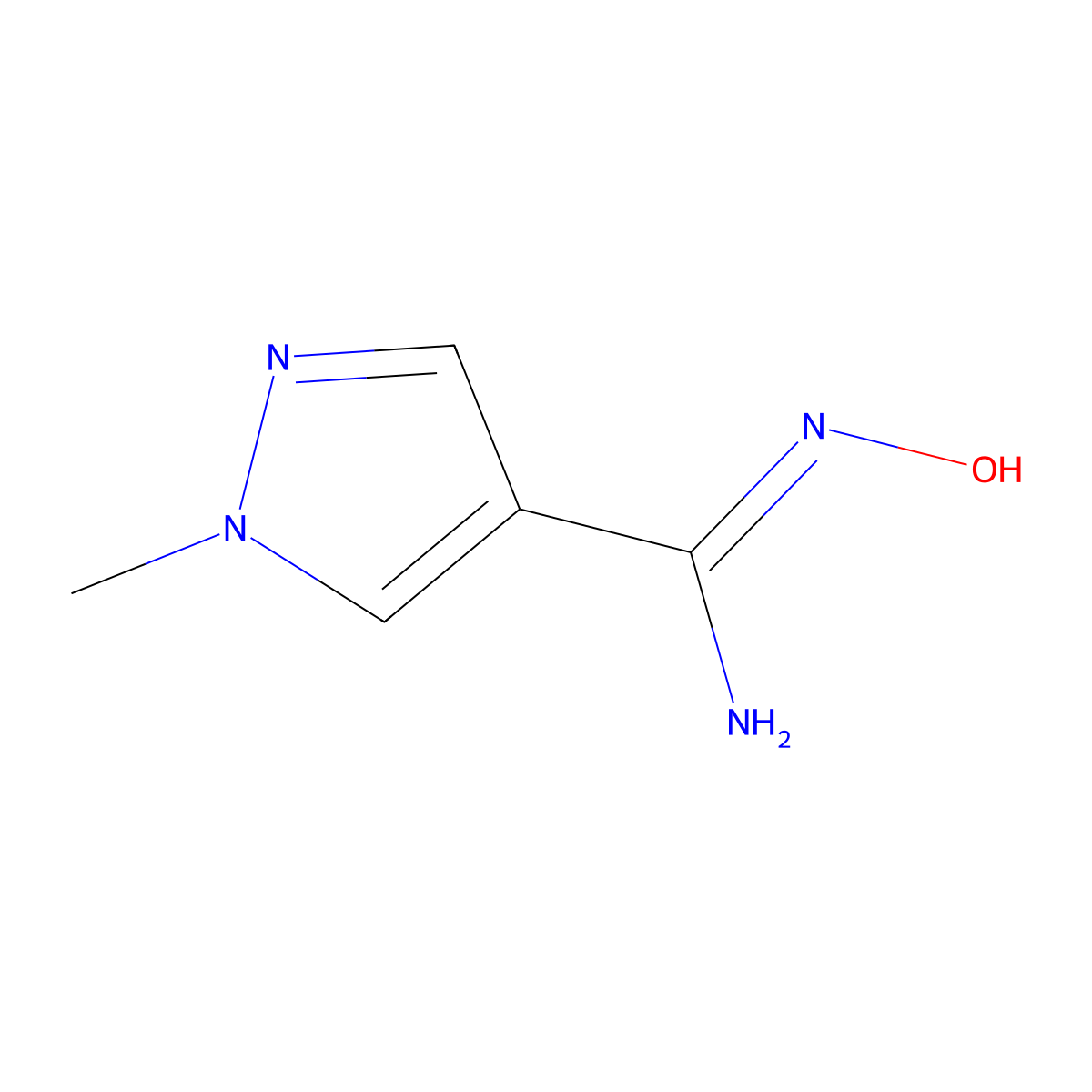 N'-hydroxy-1-methyl-1H-pyrazole-4-carboximidamide molecular structure, CAS 1158133-29-9