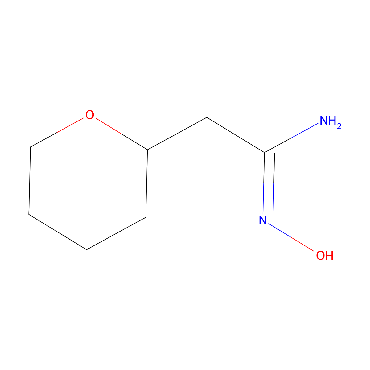 N'-hydroxy-2-(oxan-2-yl)ethanimidamide molecular structure, CAS 1158134-36-1