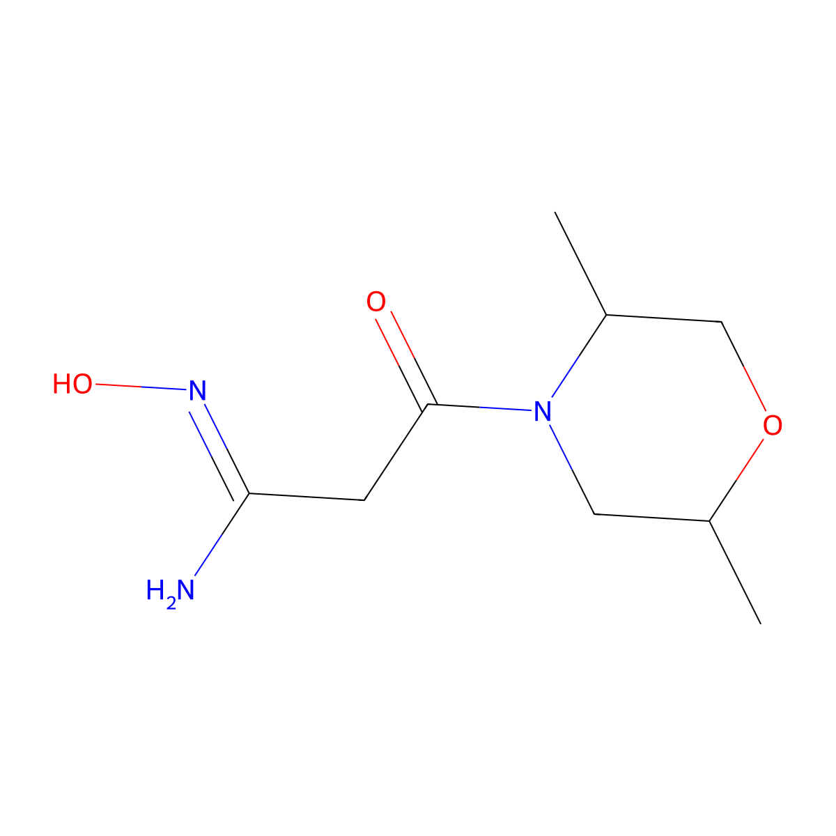 3-(2,5-dimethylmorpholin-4-yl)-N'-hydroxy-3-oxopropanimidamide molecular structure, CAS 1158134-38-3