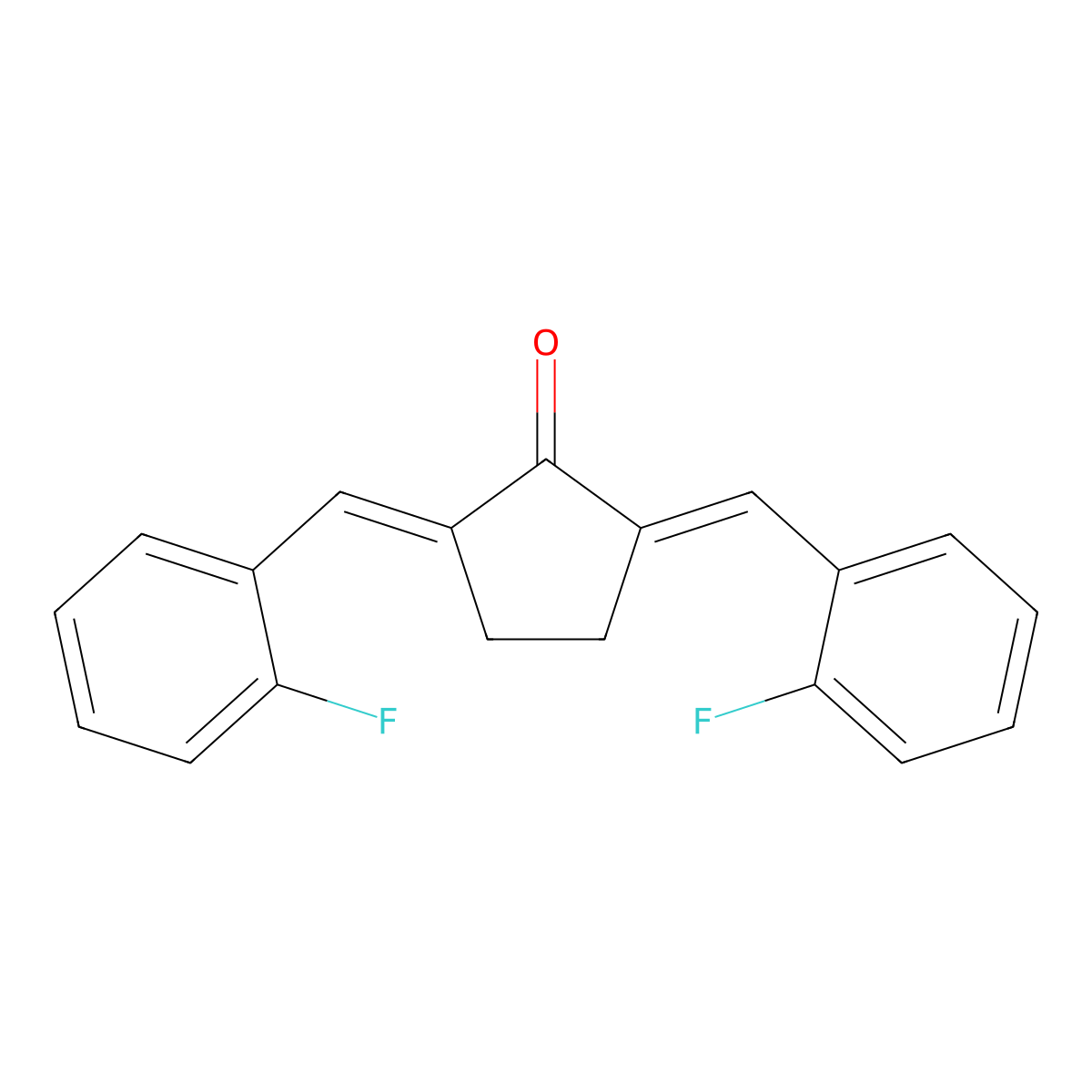 (2E,5E)-2,5-bis[(2-fluorophenyl)methylidene]cyclopentan-1-one molecular structure, CAS 1158188-88-5
