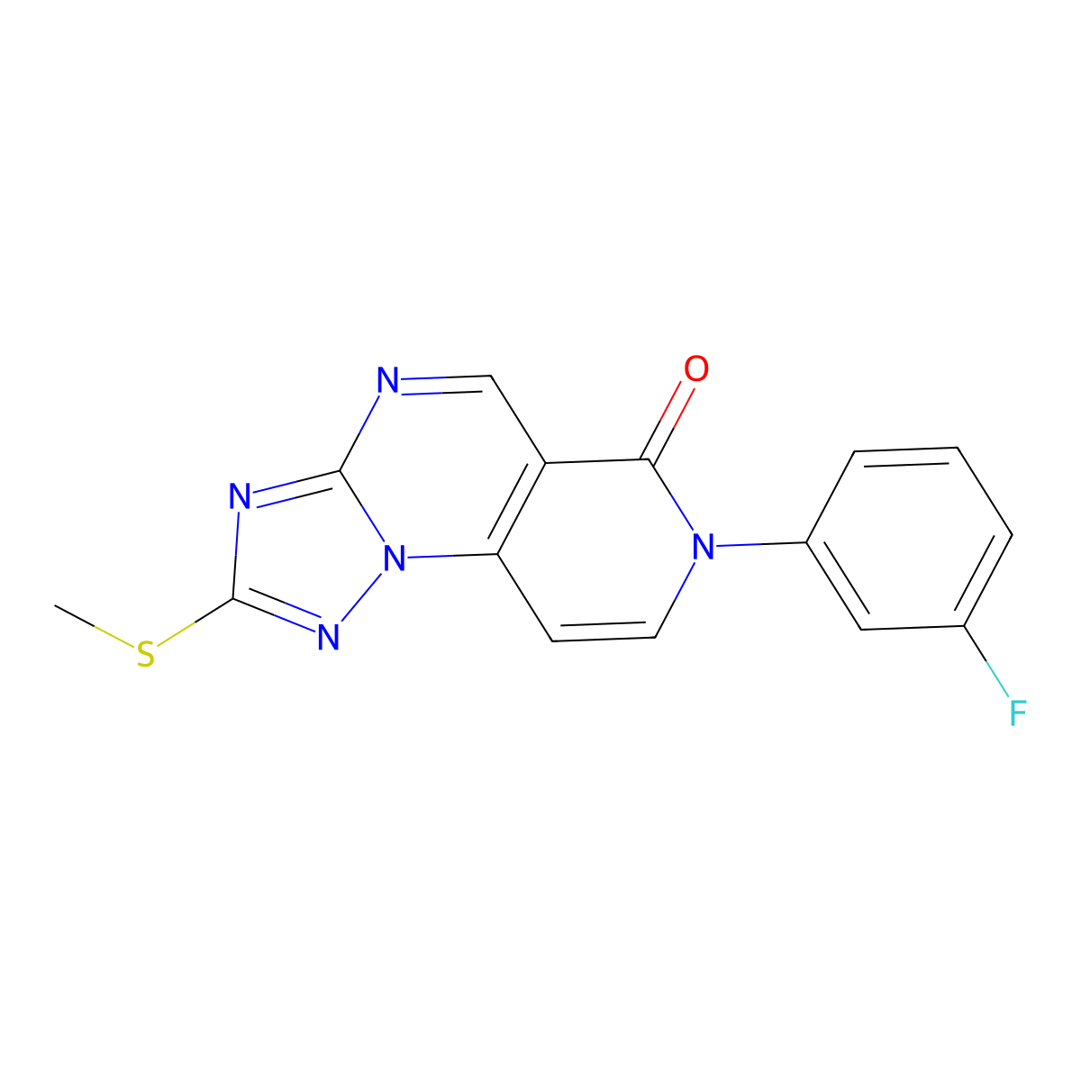 7-(3-fluorophenyl)-2-(methylthio)pyrido[3,4-e][1,2,4]triazolo[1,5-a]pyrimidin-6(7H)-one molecular structure, CAS 1158189-58-2
