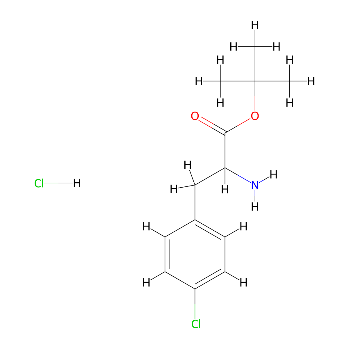 Tert-butyl 2-amino-3-(4-chlorophenyl)propanoate;hydrochloride molecular structure, CAS 115819-98-2