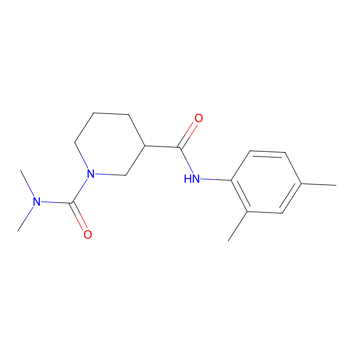 N~3~-(2,4-dimethylphenyl)-N~1~,N~1~-dimethylpiperidine-1,3-dicarboxamide molecular structure, CAS 1158190-51-2