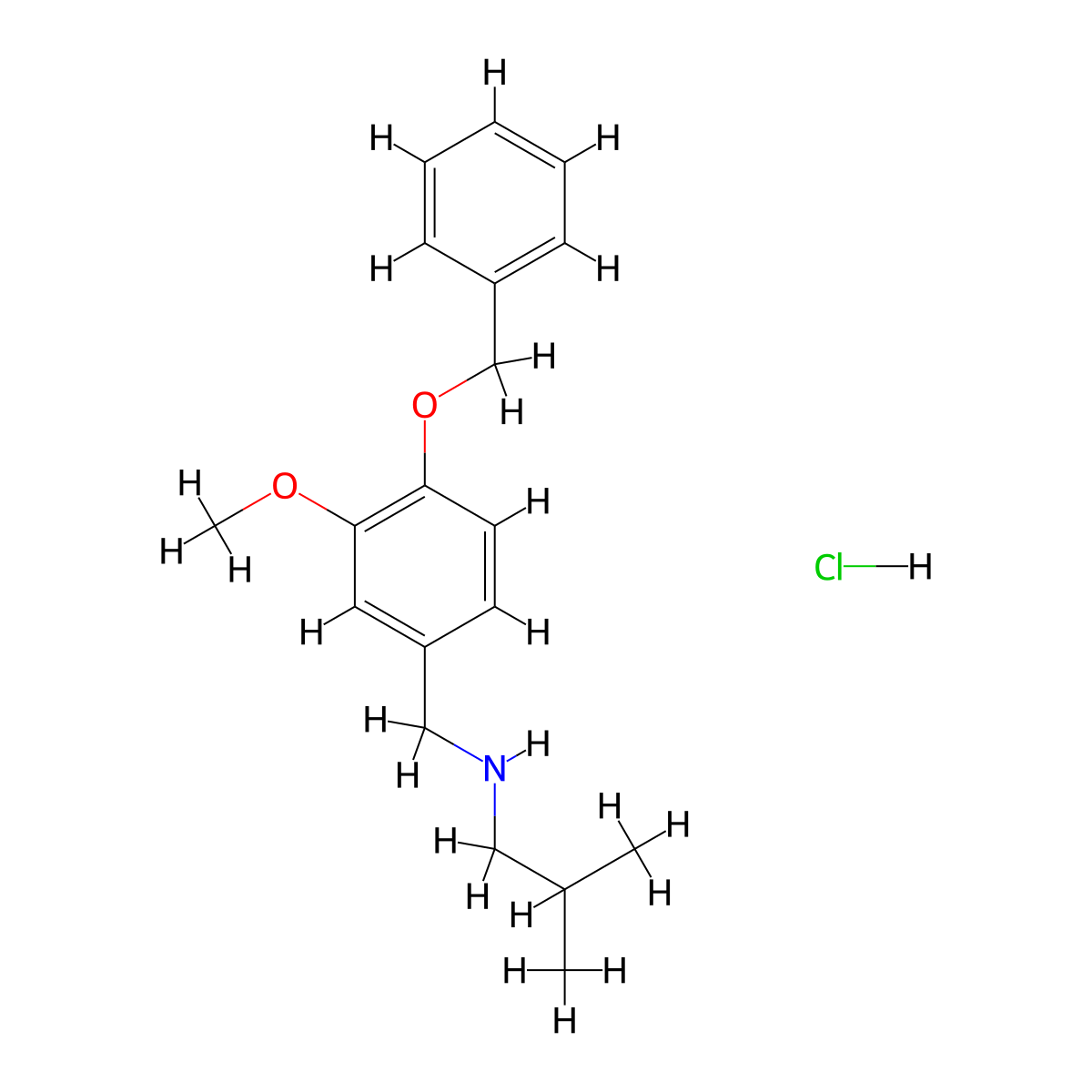 {[4-(Benzyloxy)-3-methoxyphenyl]methyl}(2-methylpropyl)amine hydrochloride molecular structure, CAS 1158191-85-5