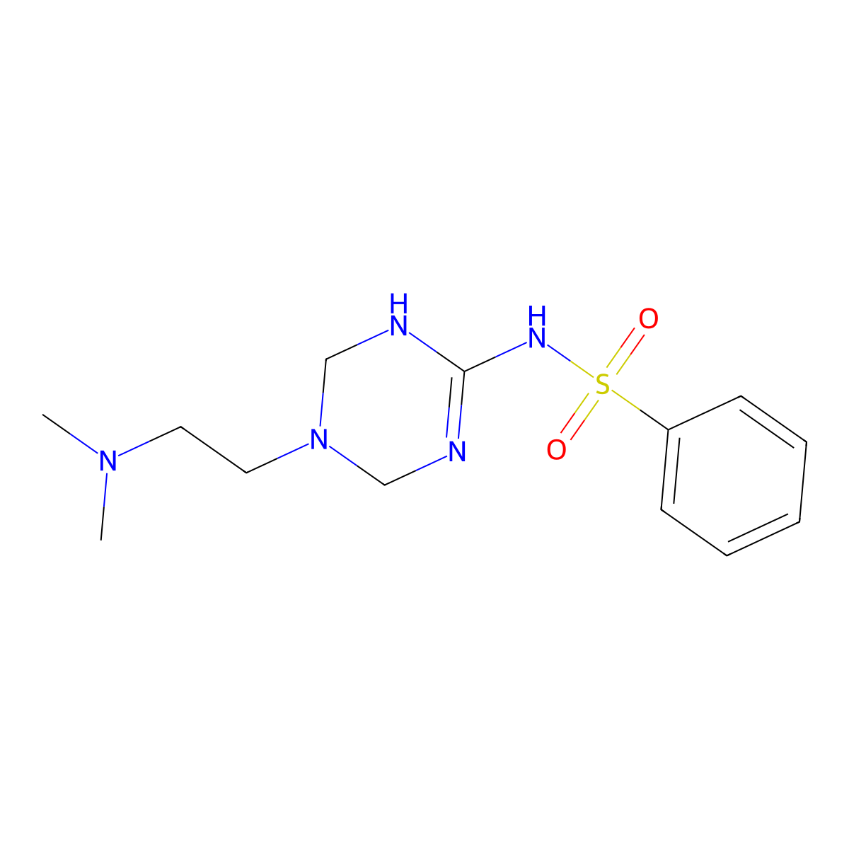 N-{5-[2-(dimethylamino)ethyl]-1,4,5,6-tetrahydro-1,3,5-triazin-2-yl}benzenesulfonamide molecular structure, CAS 1158192-77-8