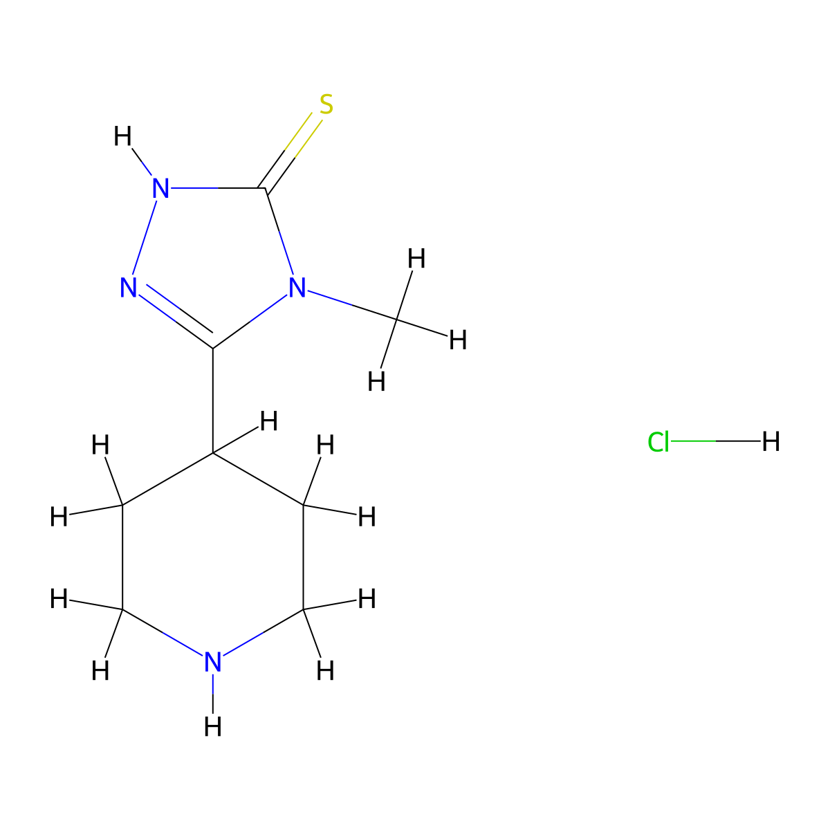 4-methyl-5-(piperidin-4-yl)-4H-1,2,4-triazole-3-thiol hydrochloride molecular structure, CAS 1158193-23-7