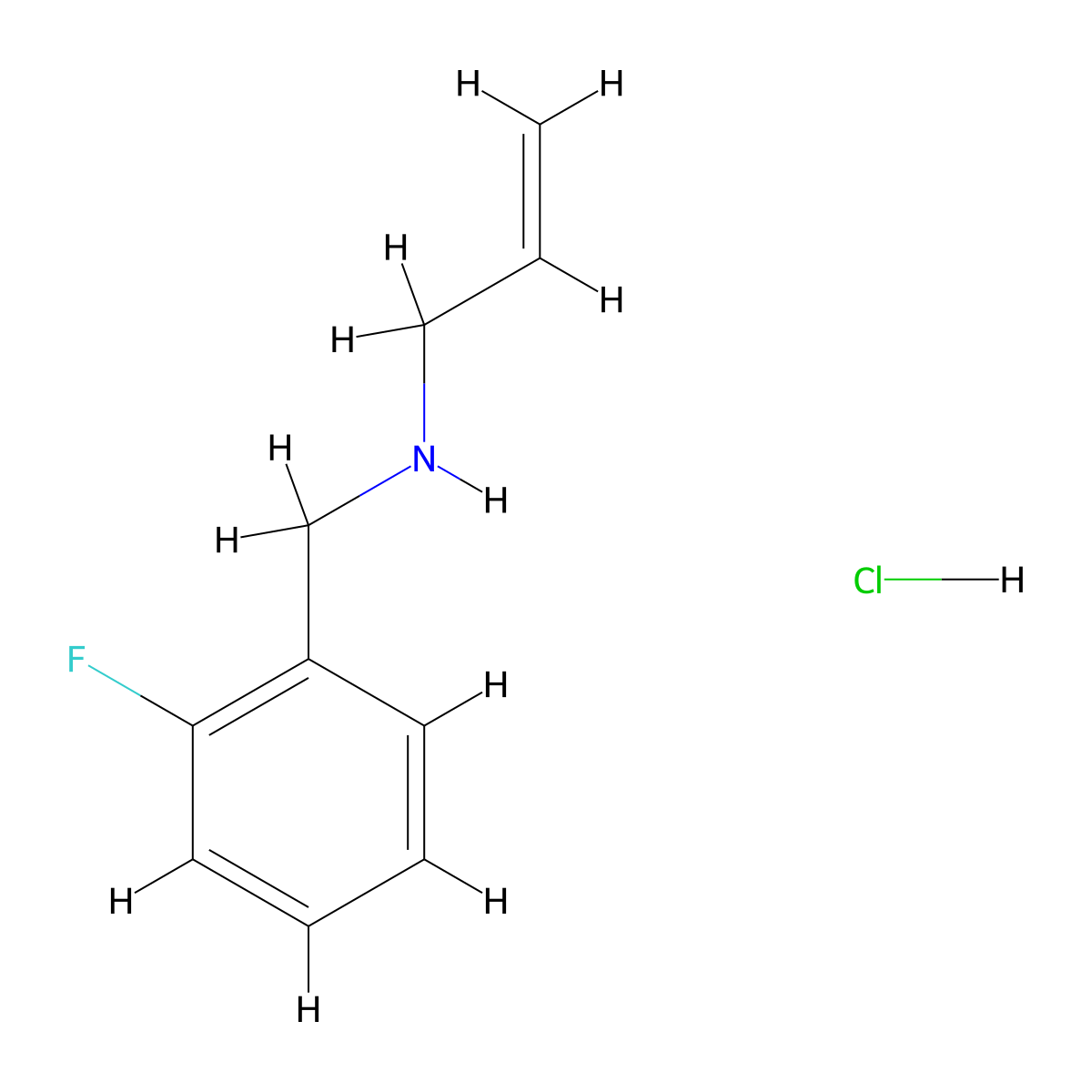 ((2-Fluorophenyl)methyl)(prop-2-en-1-yl)amine hydrochloride molecular structure, CAS 1158194-34-3