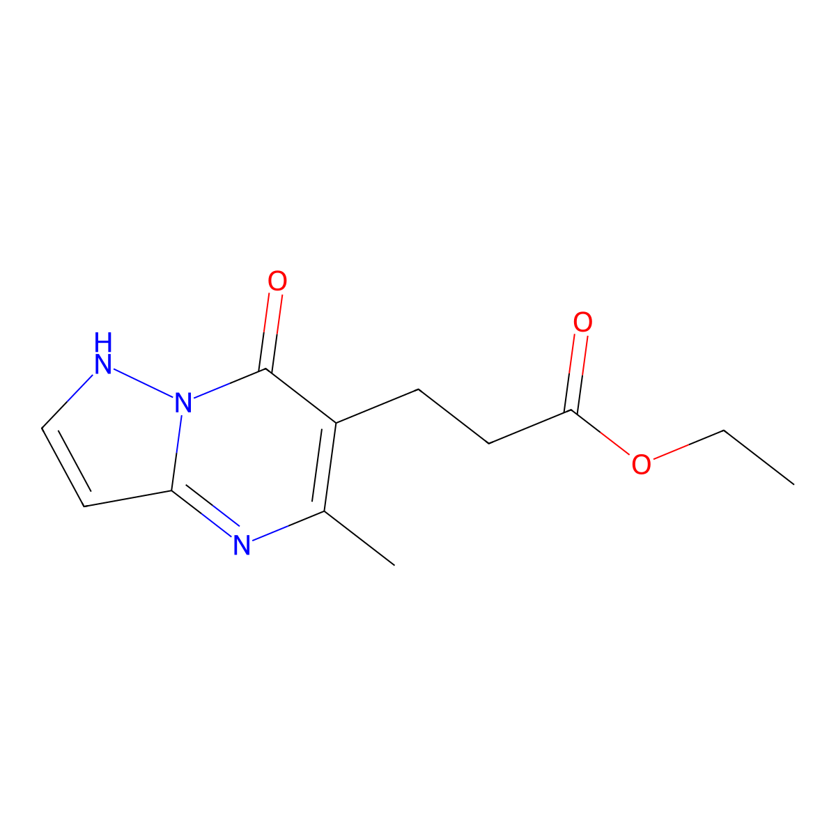 Ethyl 3-(5-methyl-7-oxo-4,7-dihydropyrazolo[1,5-a]pyrimidin-6-yl)propanoate molecular structure, CAS 1158194-94-5