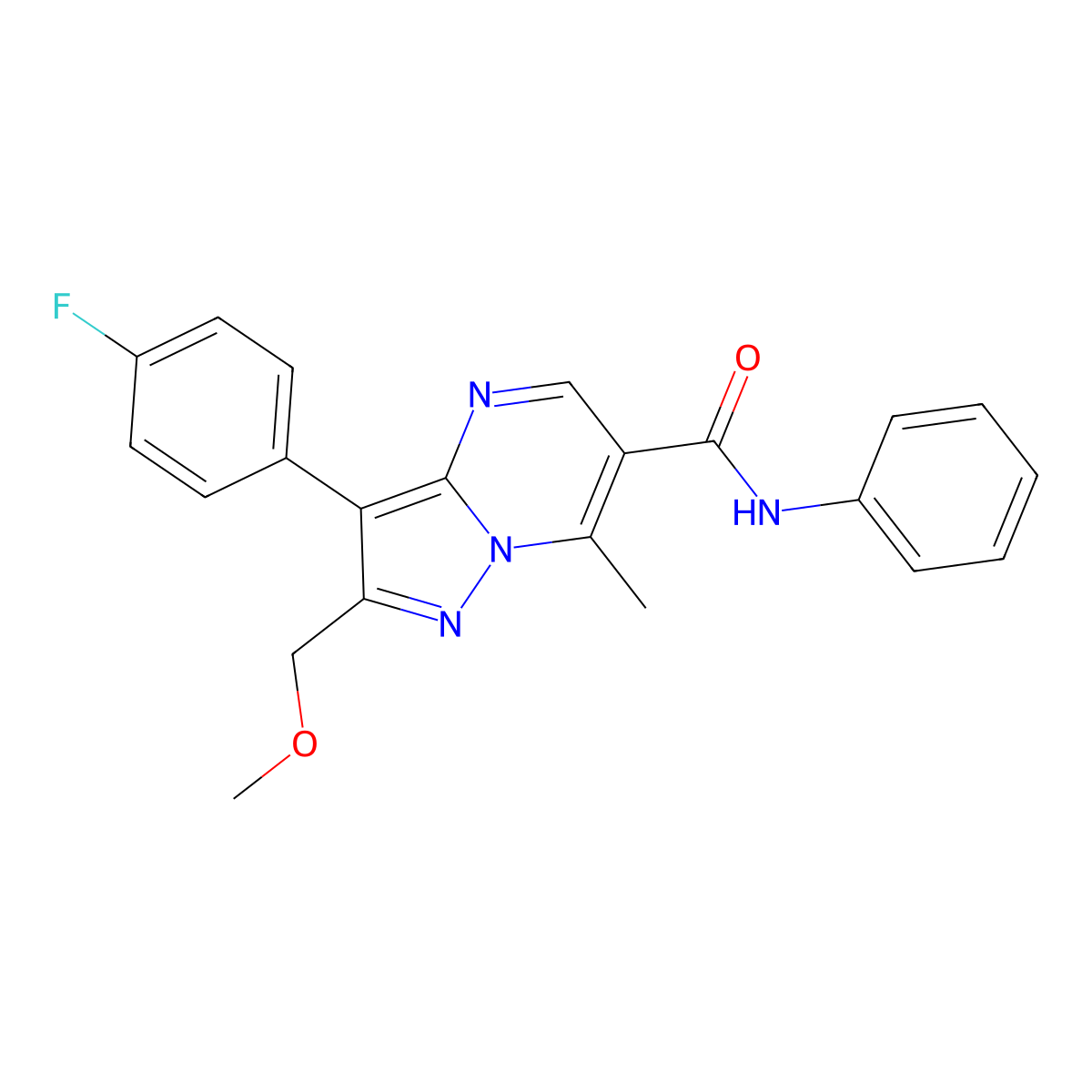 3-(4-fluorophenyl)-2-(methoxymethyl)-7-methyl-N-phenylpyrazolo[1,5-a]pyrimidine-6-carboxamide molecular structure, CAS 1158195-68-6