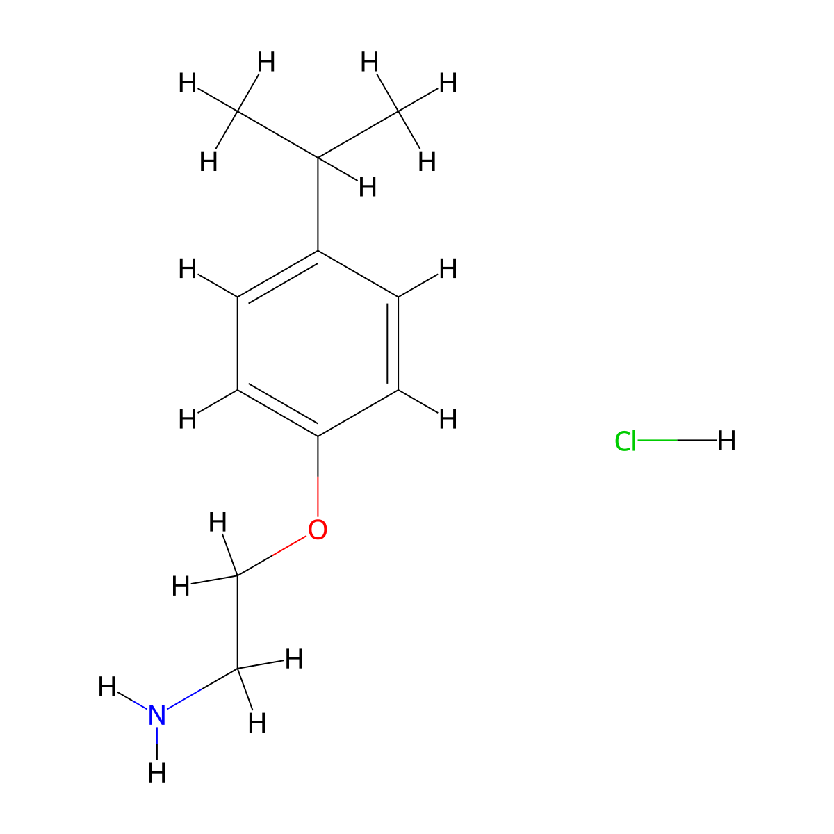 1-(2-Aminoethoxy)-4-(propan-2-yl)benzene hydrochloride molecular structure, CAS 1158196-11-2