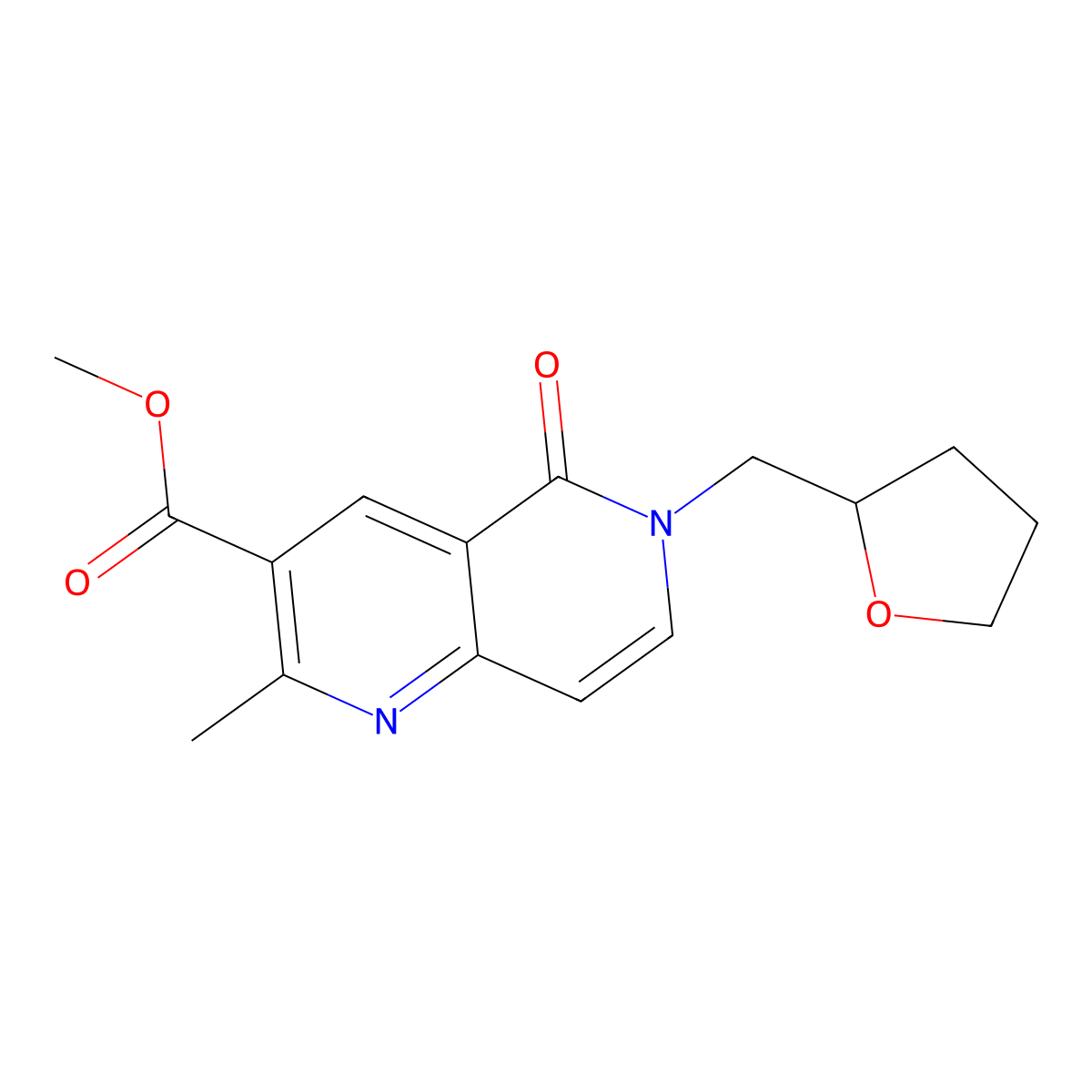 Methyl 2-methyl-5-oxo-6-(tetrahydro-2-furanylmethyl)-5,6-dihydro[1,6]naphthyridine-3-carboxylate molecular structure, CAS 1158197-33-1