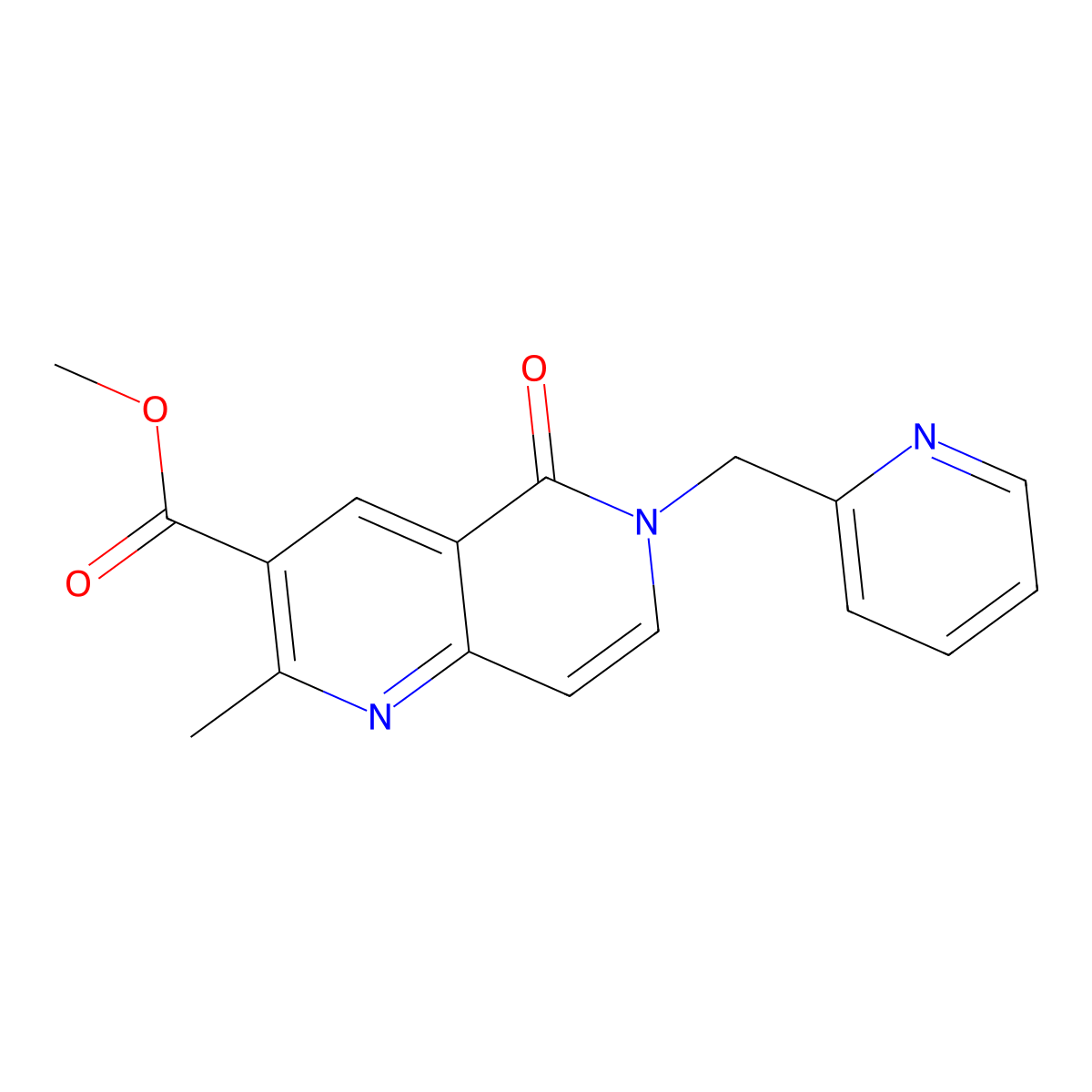 Methyl 2-methyl-5-oxo-6-(pyridin-2-ylmethyl)-5,6-dihydro-1,6-naphthyridine-3-carboxylate molecular structure, CAS 1158199-38-2