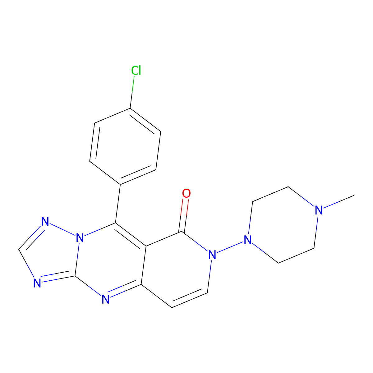 9-(4-chlorophenyl)-7-(4-methylpiperazin-1-yl)pyrido[4,3-d][1,2,4]triazolo[1,5-a]pyrimidin-8(7H)-one molecular structure, CAS 1158200-08-8