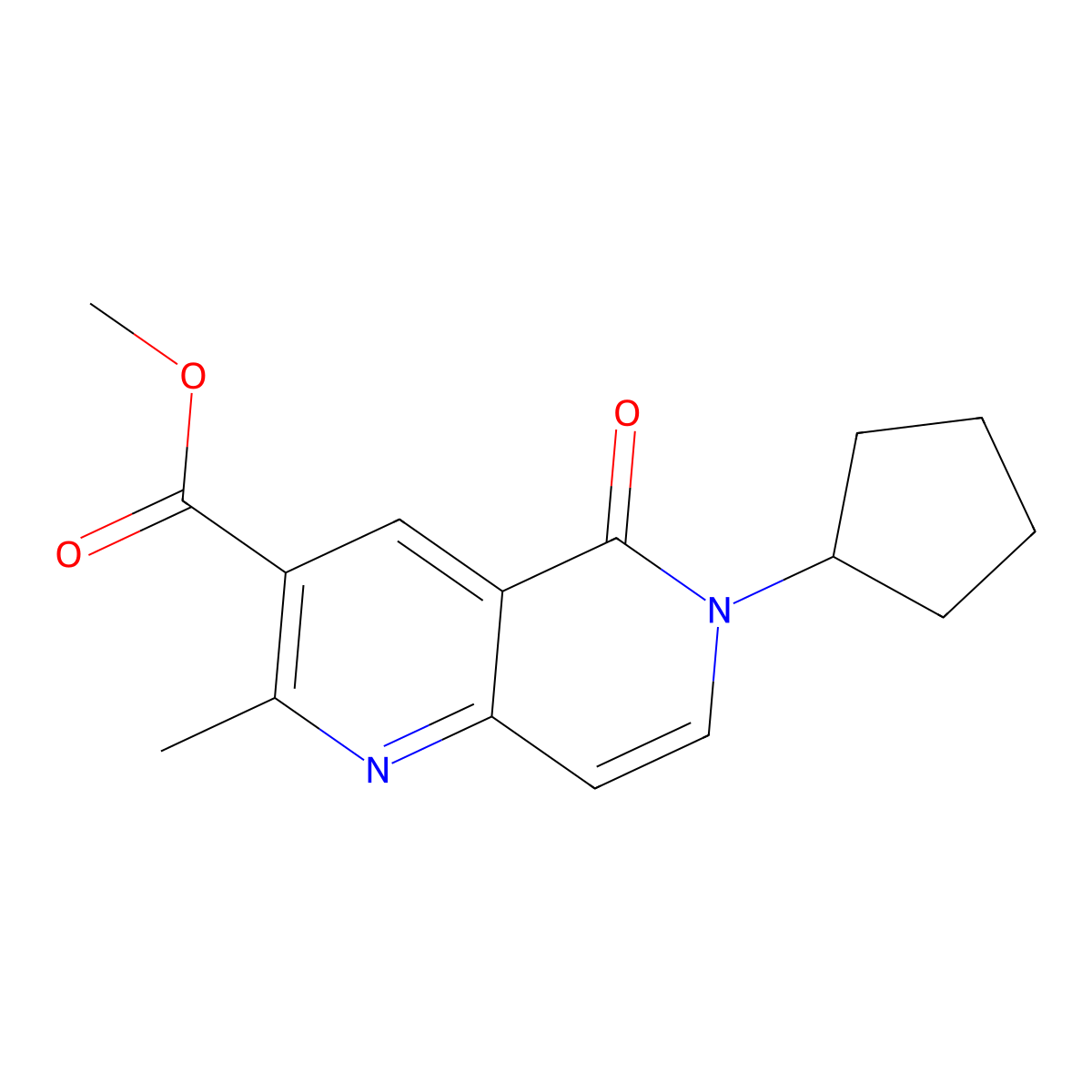Methyl 6-cyclopentyl-2-methyl-5-oxo-5,6-dihydro-1,6-naphthyridine-3-carboxylate molecular structure, CAS 1158202-57-3