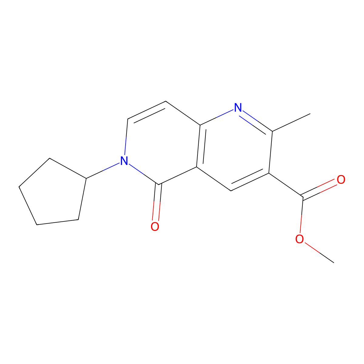 Methyl 6-cyclopentyl-2-methyl-5-oxo-5,6-dihydro-1,6-naphthyridine-3-carboxylate molecular structure, CAS 1158202-57-3