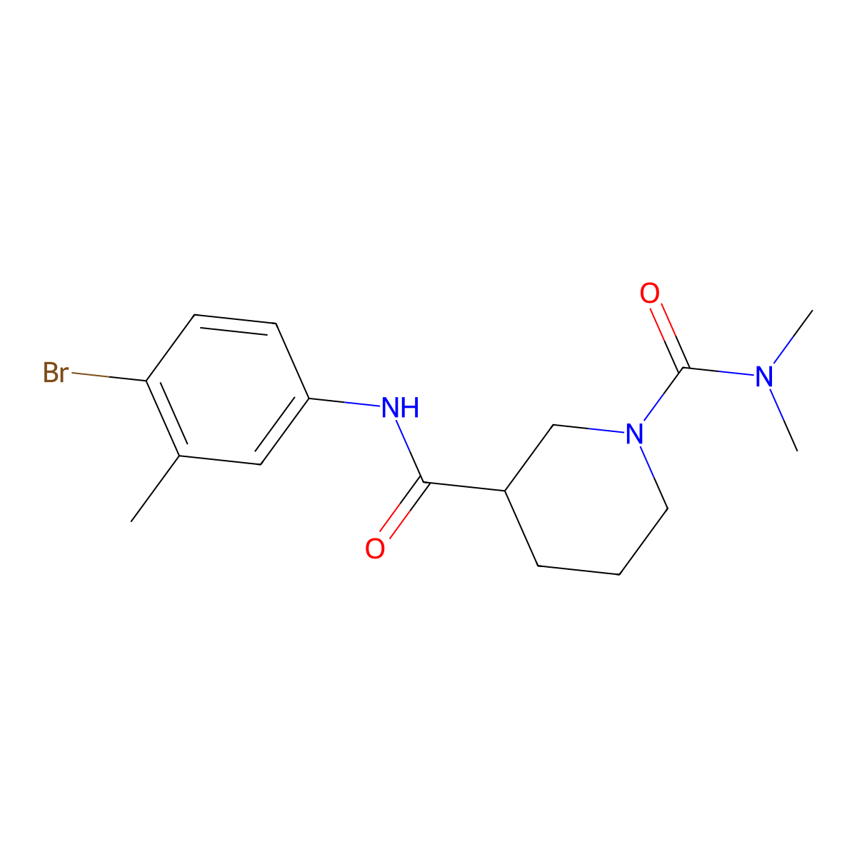 N~3~-(4-bromo-3-methylphenyl)-N~1~,N~1~-dimethylpiperidine-1,3-dicarboxamide molecular structure, CAS 1158205-78-7