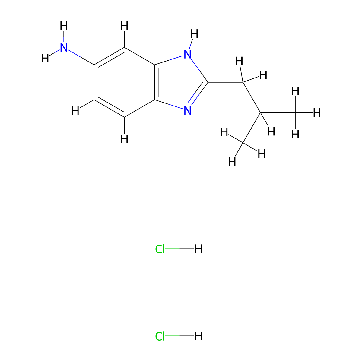 2-Isobutyl-1H-benzoimidazol-5-ylamine dihydrochloride molecular structure, CAS 1158206-30-4