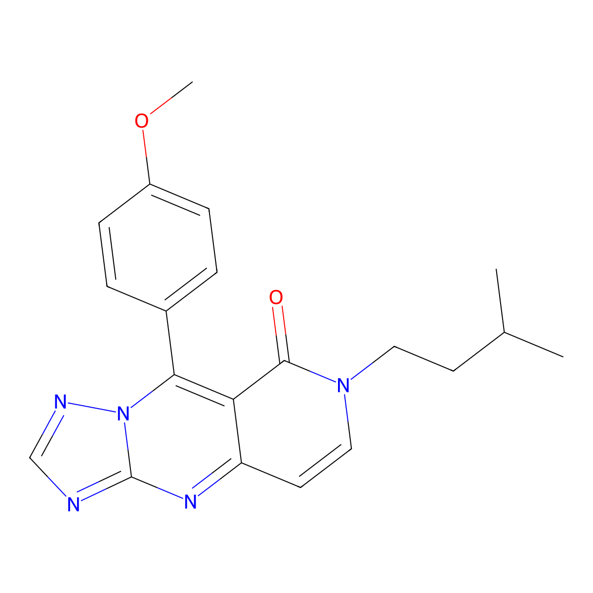 7-isopentyl-9-(4-methoxyphenyl)pyrido[4,3-d][1,2,4]triazolo[1,5-a]pyrimidin-8(7H)-one molecular structure, CAS 1158206-95-1