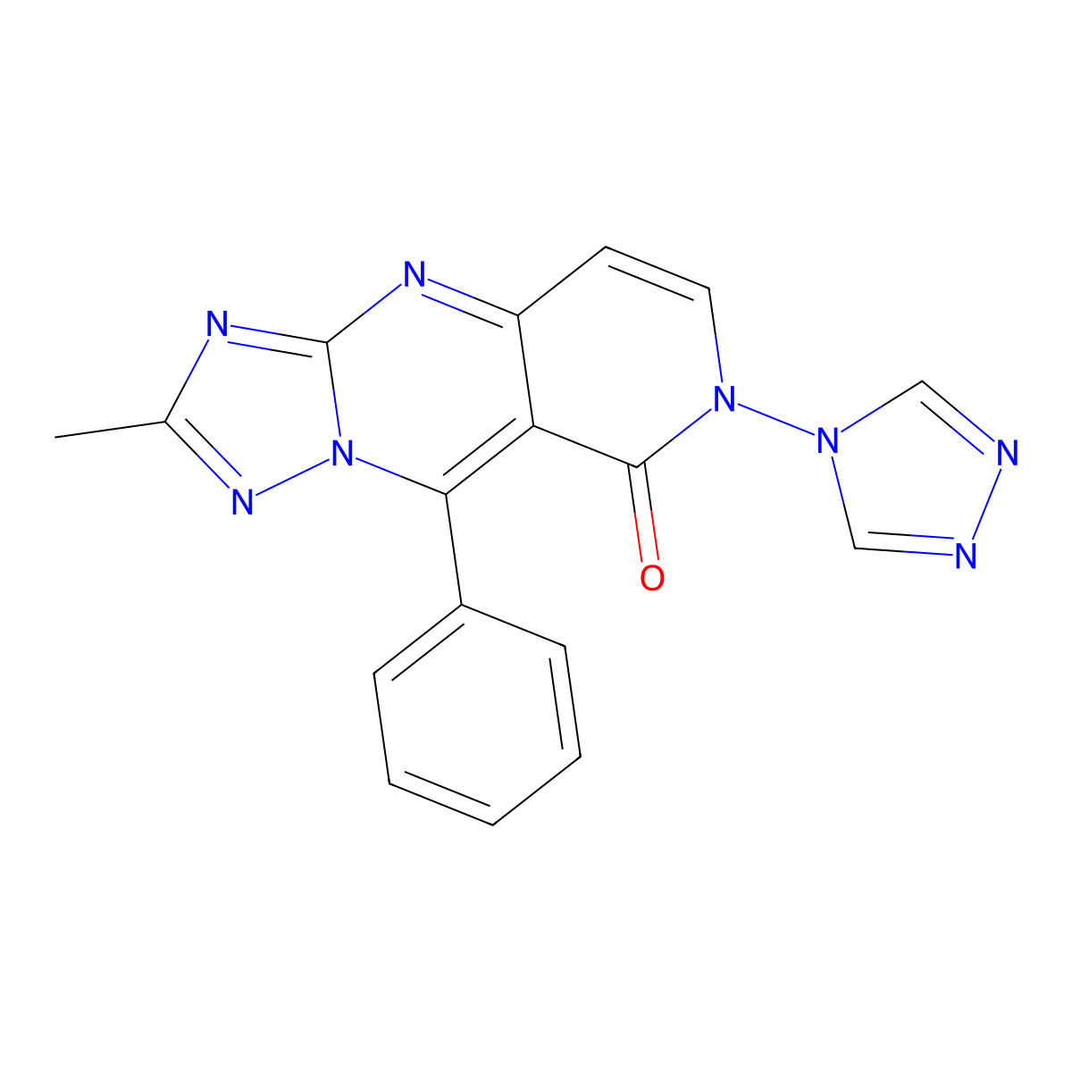 2-methyl-9-phenyl-7-(4H-1,2,4-triazol-4-yl)pyrido[4,3-d][1,2,4]triazolo[1,5-a]pyrimidin-8(7H)-one molecular structure, CAS 1158207-33-0