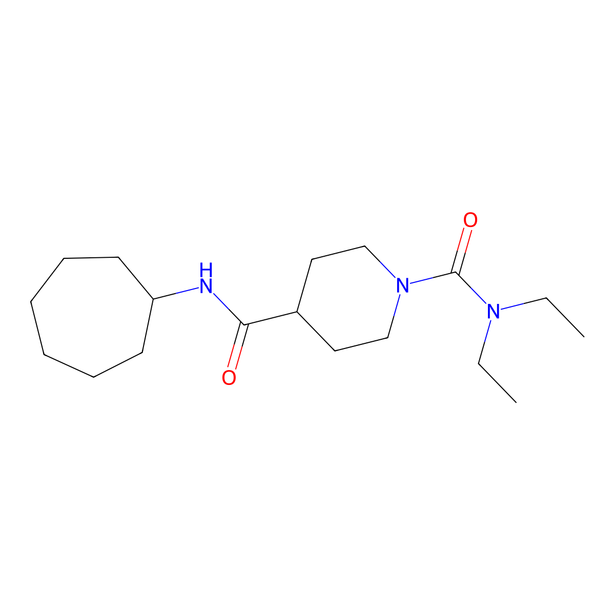 N~4~-cycloheptyl-N~1~,N~1~-diethylpiperidine-1,4-dicarboxamide molecular structure, CAS 1158208-63-9