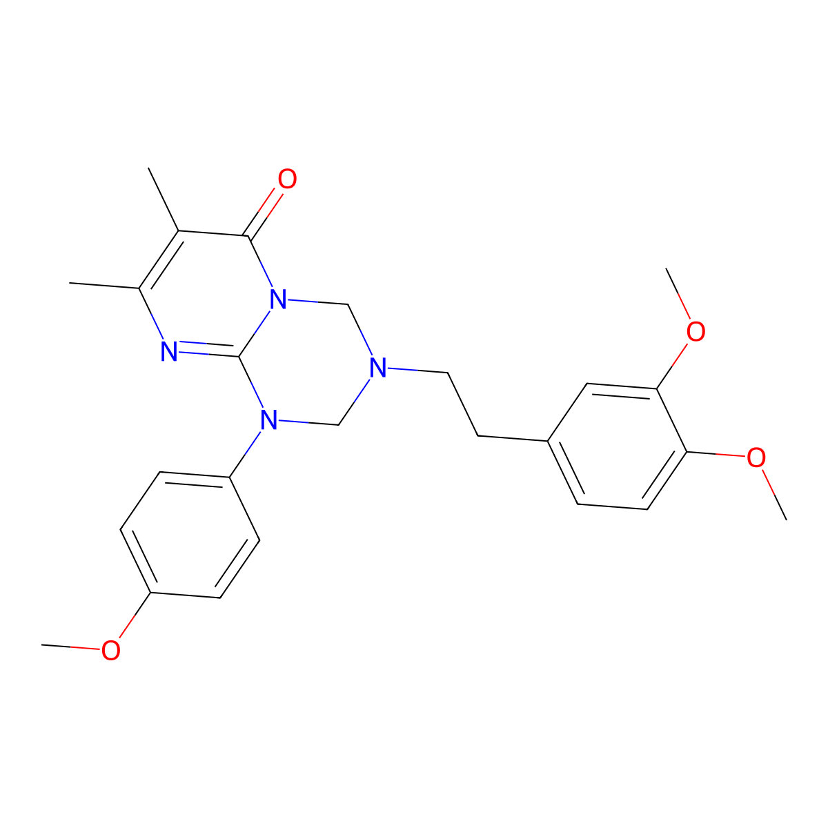 3-[2-(3,4-Dimethoxyphenyl)ethyl]-1-(4-methoxyphenyl)-7,8-dimethyl-2,4-dihydropyrimido[1,2-a][1,3,5]triazin-6-one molecular structure, CAS 1158208-84-4