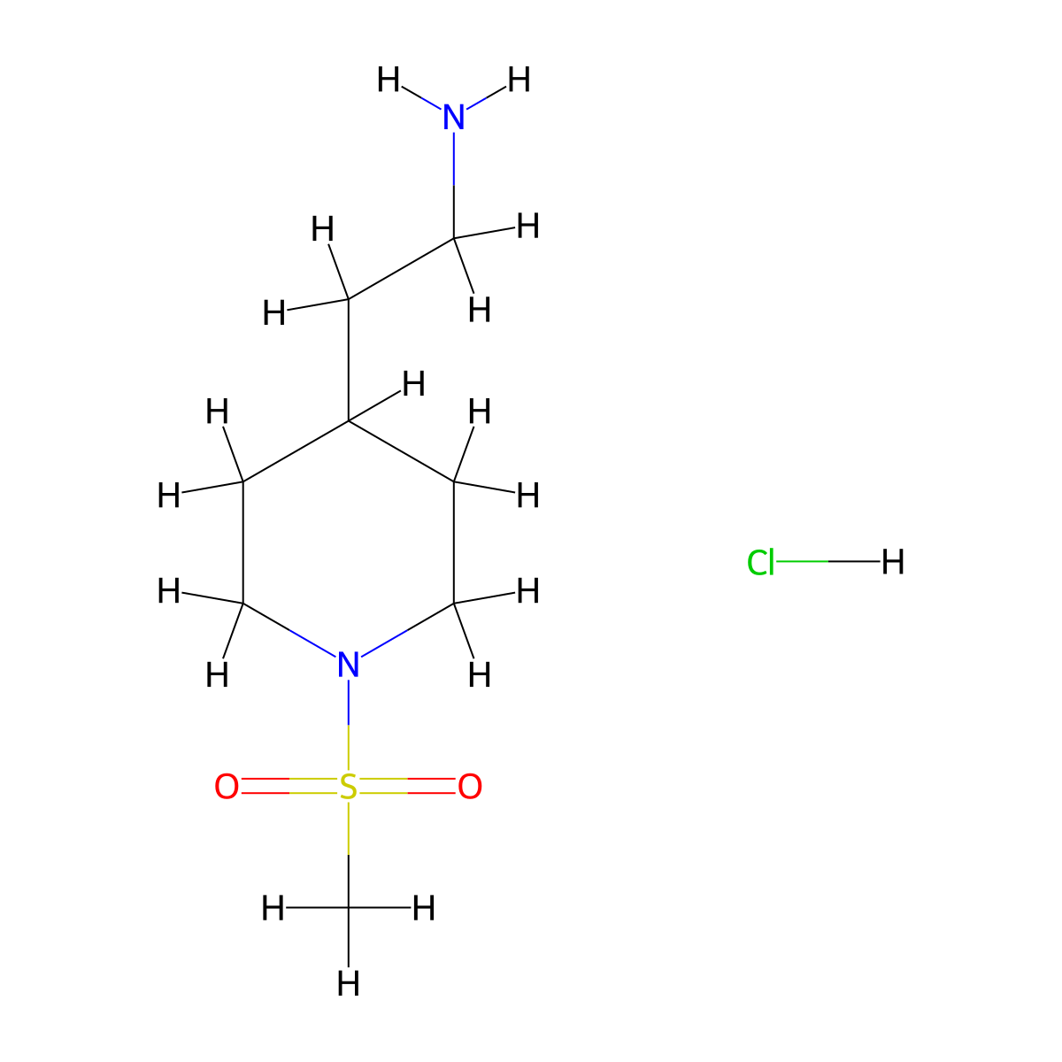 2-(1-Methanesulfonyl-piperidin-4-yl)-ethylamine hydrochloride molecular structure, CAS 1158209-14-3
