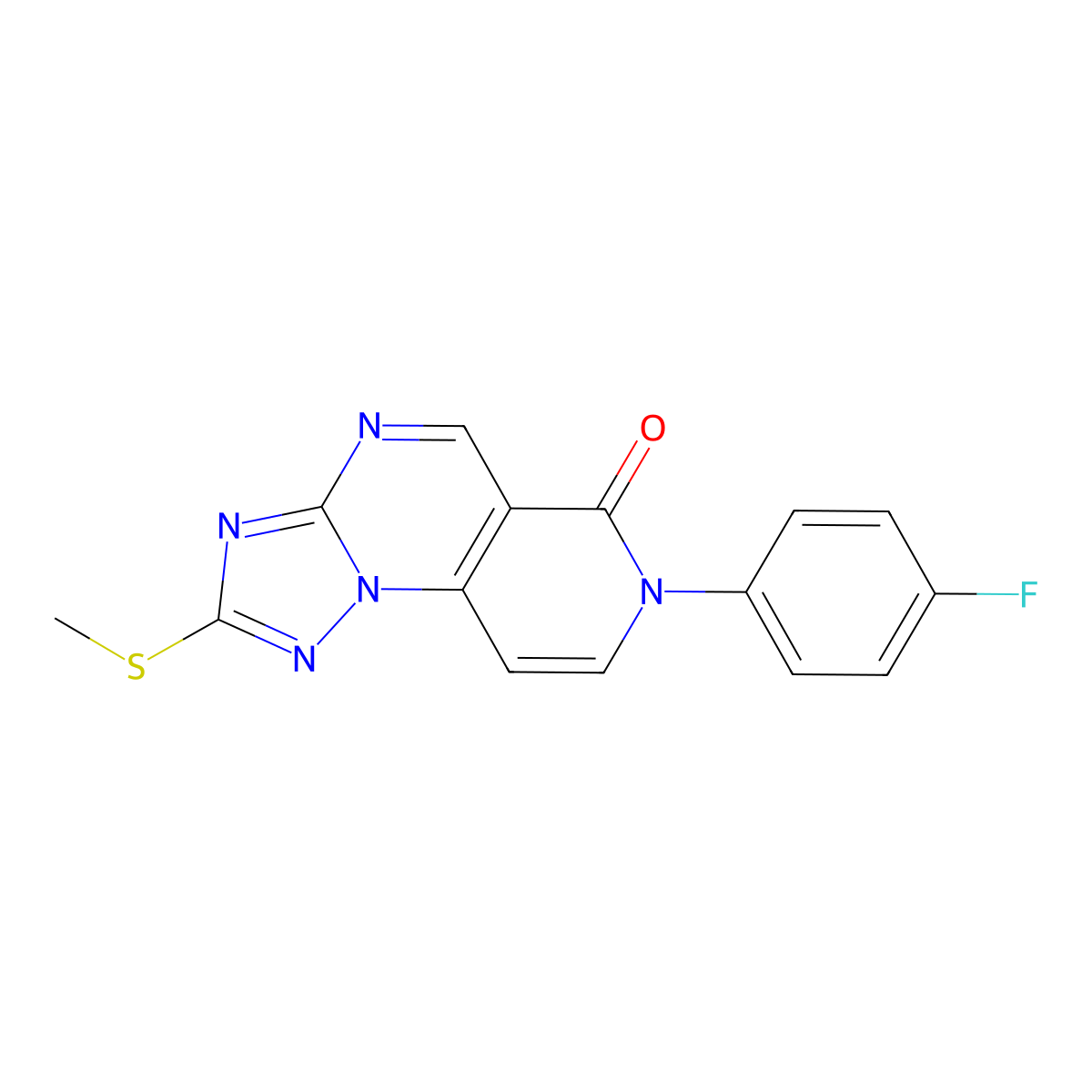 7-(4-fluorophenyl)-2-(methylthio)pyrido[3,4-e][1,2,4]triazolo[1,5-a]pyrimidin-6(7H)-one molecular structure, CAS 1158210-36-6