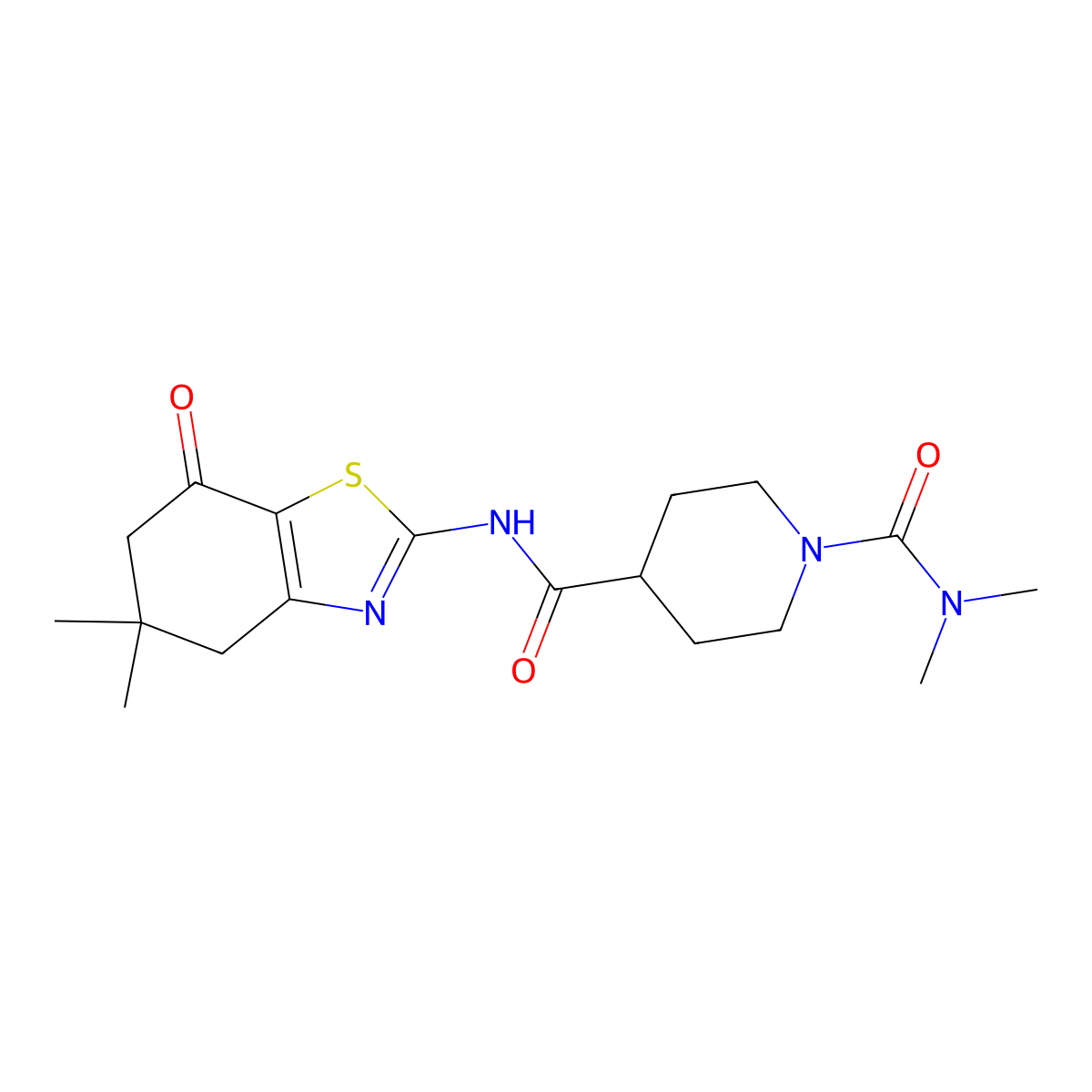 N~4~-(5,5-dimethyl-7-oxo-4,5,6,7-tetrahydro-1,3-benzothiazol-2-yl)-N~1~,N~1~-dimethylpiperidine-1,4-dicarboxamide molecular structure, CAS 1158214-58-4