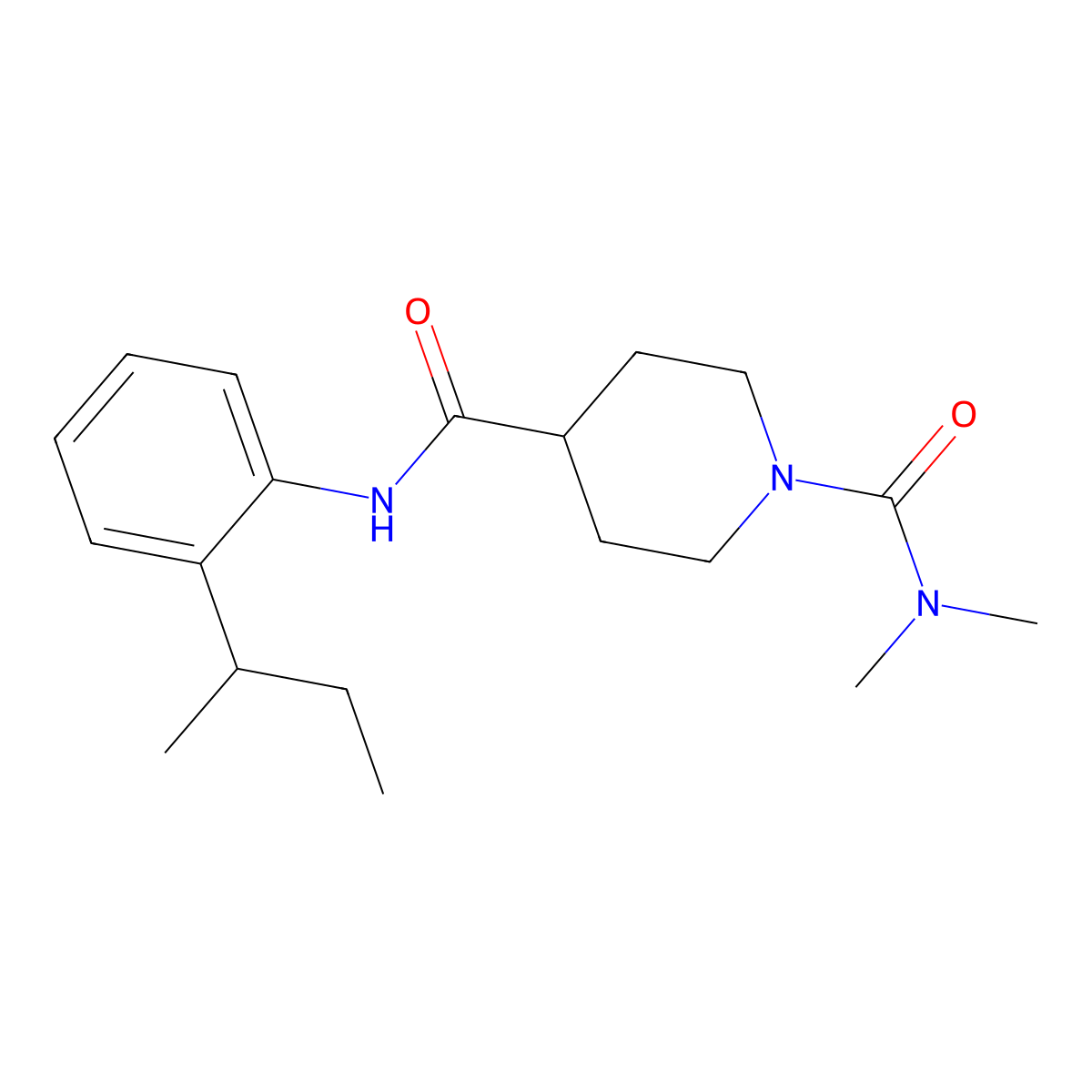 N~4~-[2-(butan-2-yl)phenyl]-N~1~,N~1~-dimethylpiperidine-1,4-dicarboxamide molecular structure, CAS 1158215-32-7