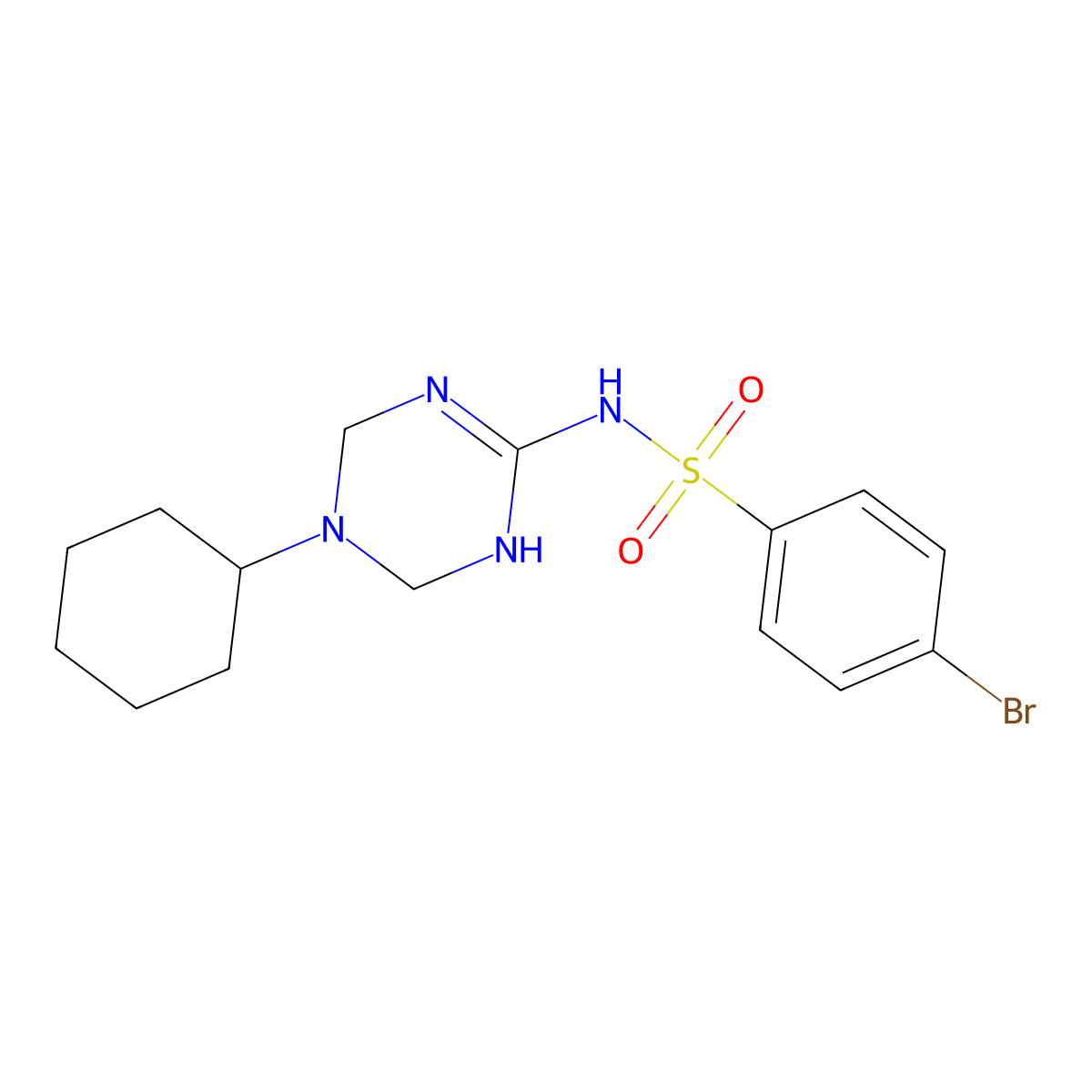 4-bromo-N-(5-cyclohexyl-1,4,5,6-tetrahydro-1,3,5-triazin-2-yl)benzenesulfonamide molecular structure, CAS 1158216-23-9